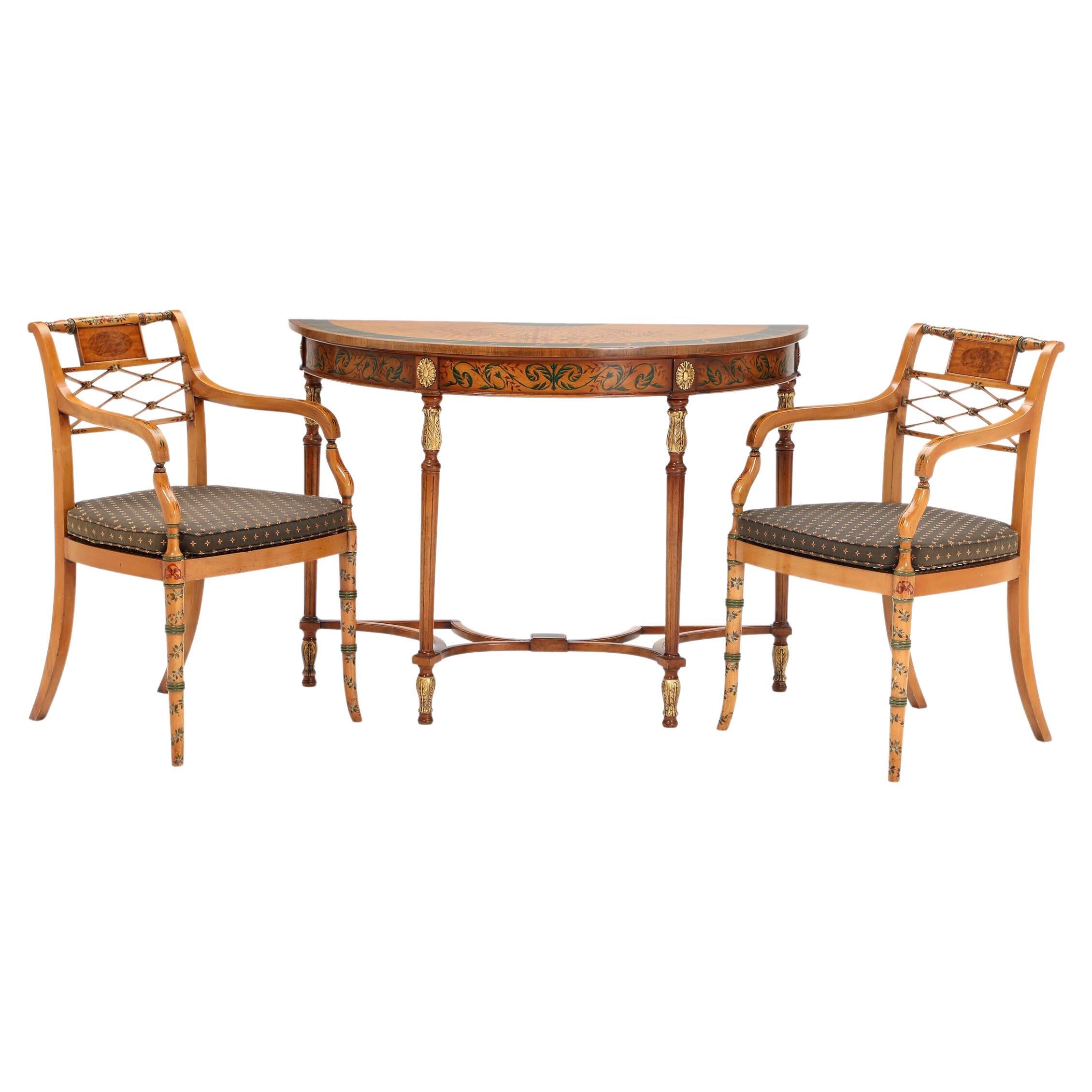 Magnifique paire de chaises anciennes de style Sheraton datant des années 1930