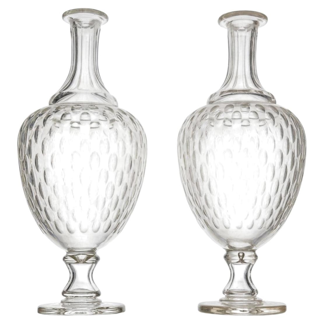 Una magnifica coppia di bottiglie o caraffe decorative
