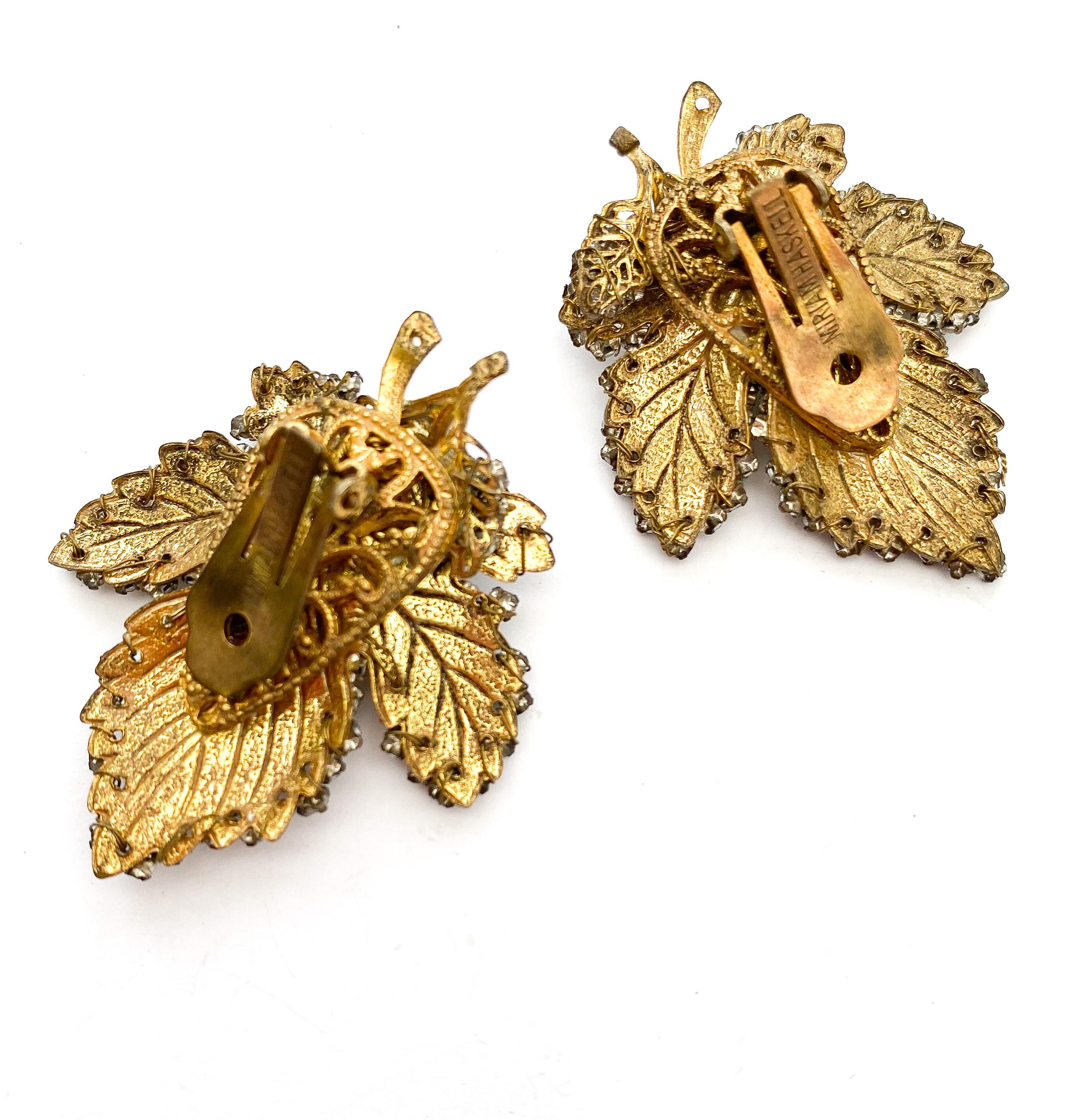 Women's A magnificent pair of gilt/rose montes 'leaf' earrings, Miriam Haskell, 1960s. For Sale