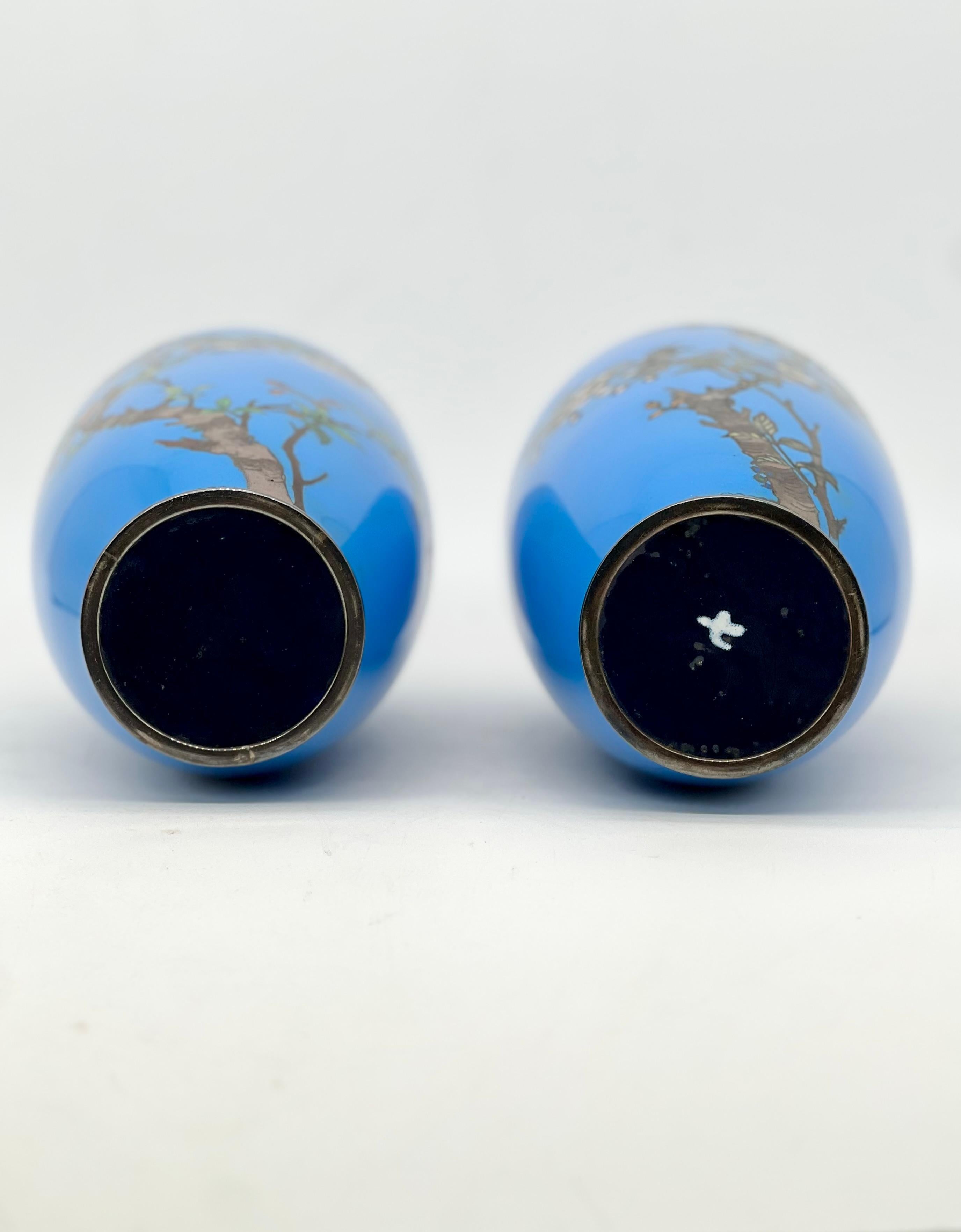 Magnífico par de jarrones japoneses de esmalte cloisonné. Era Meiji 3
