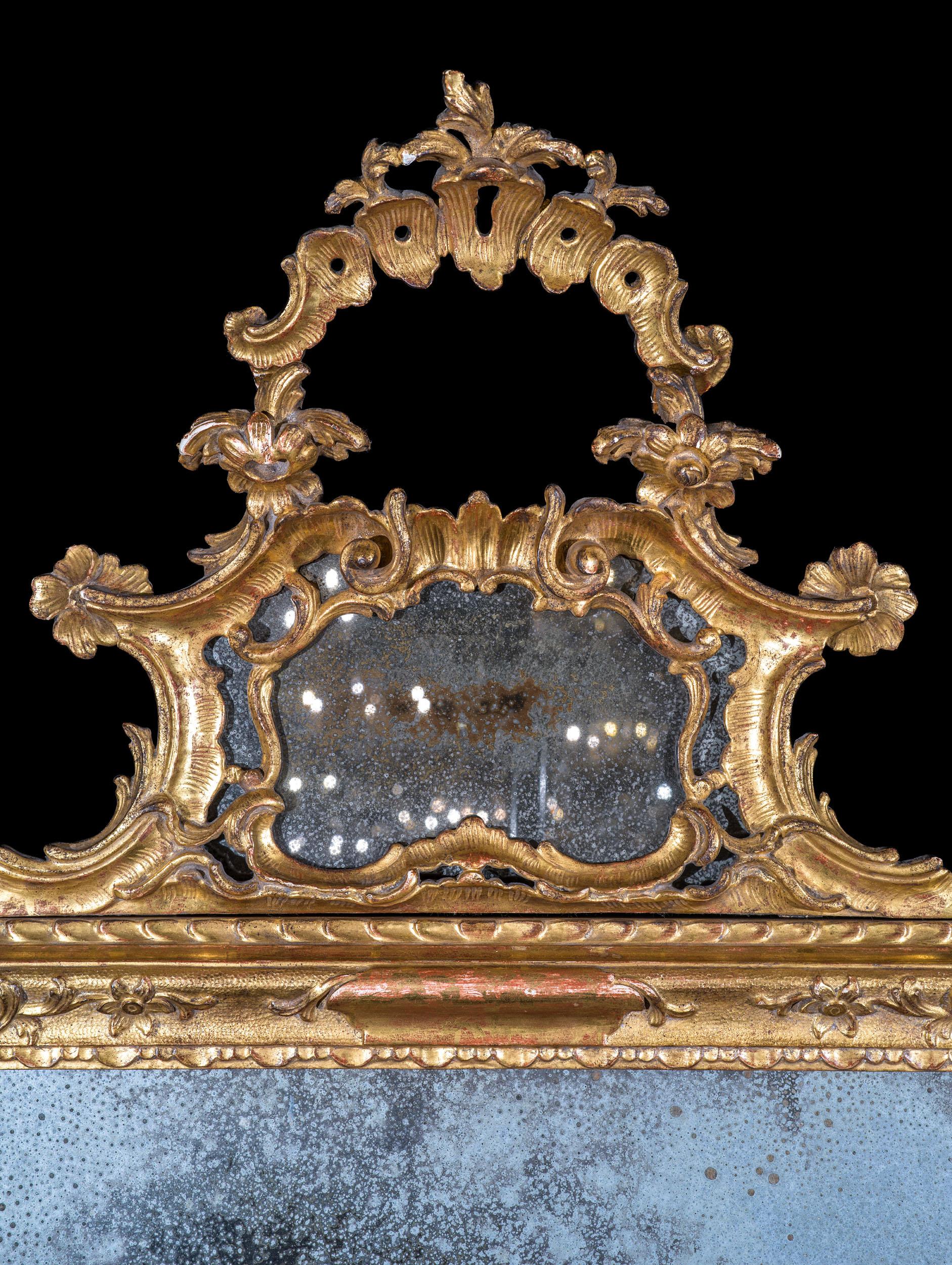 A Magnificent Pair of Rare 18th Century Venetian Mirrors with Mercury Glass For Sale 4