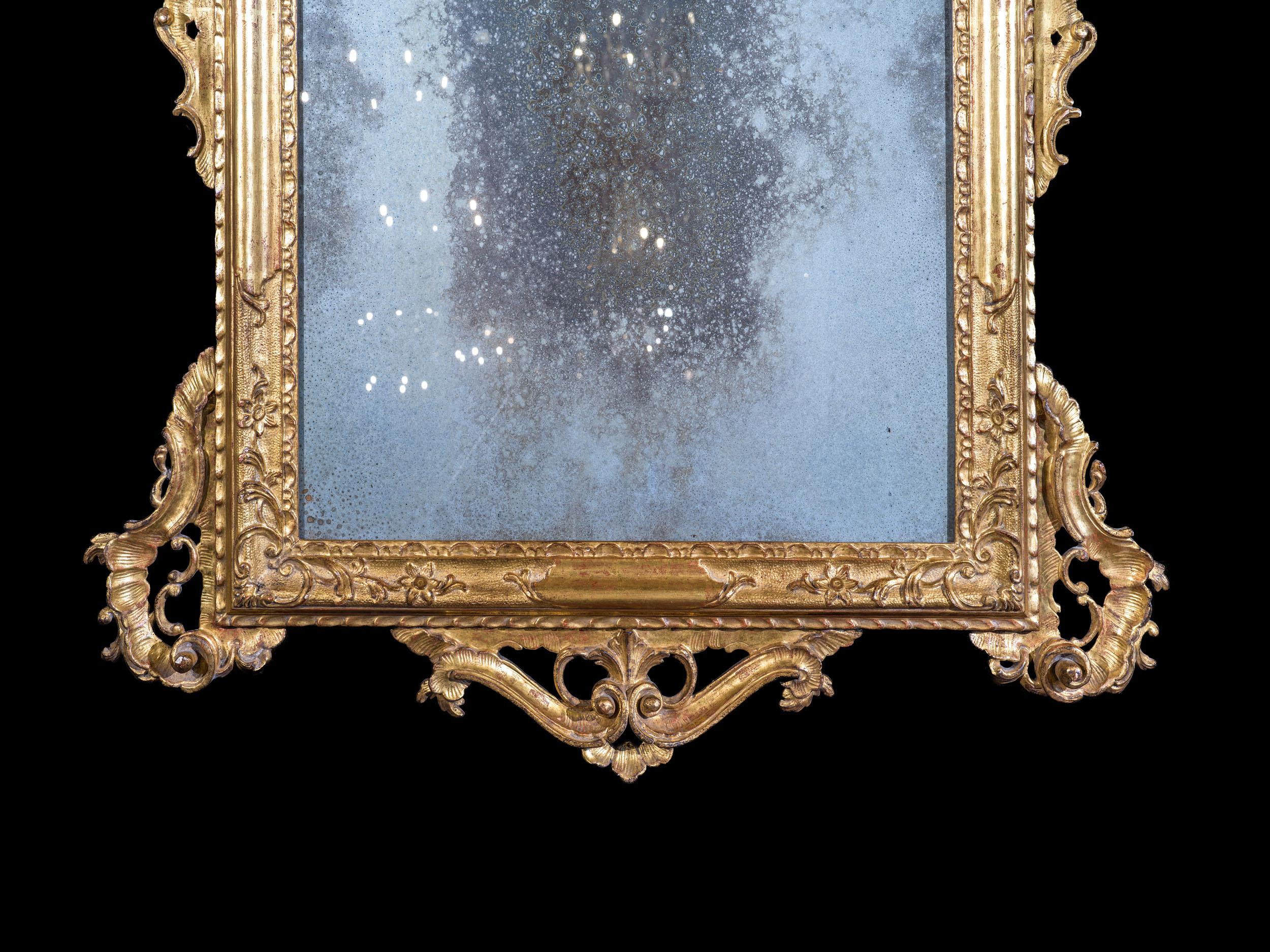 A Magnificent Pair of Rare 18th Century Venetian Mirrors with Mercury Glass In Good Condition For Sale In London, GB