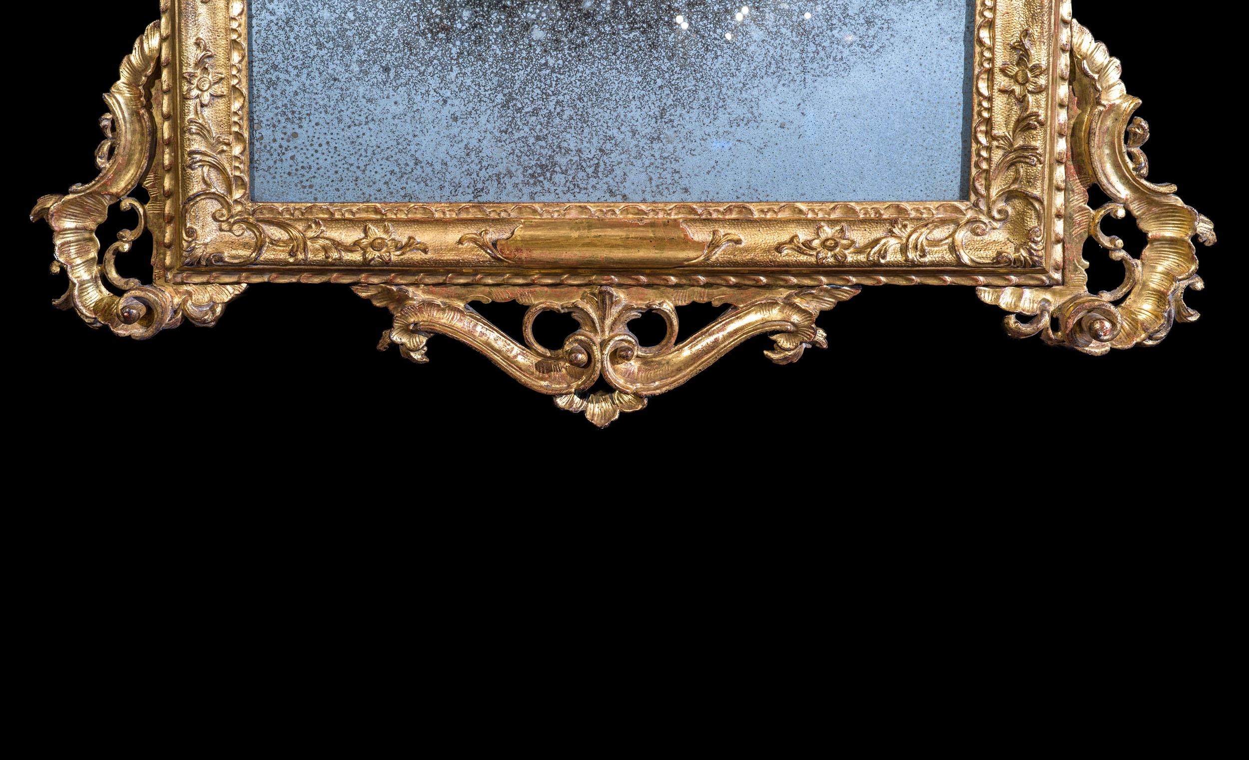 Giltwood A Magnificent Pair of Rare 18th Century Venetian Mirrors with Mercury Glass For Sale