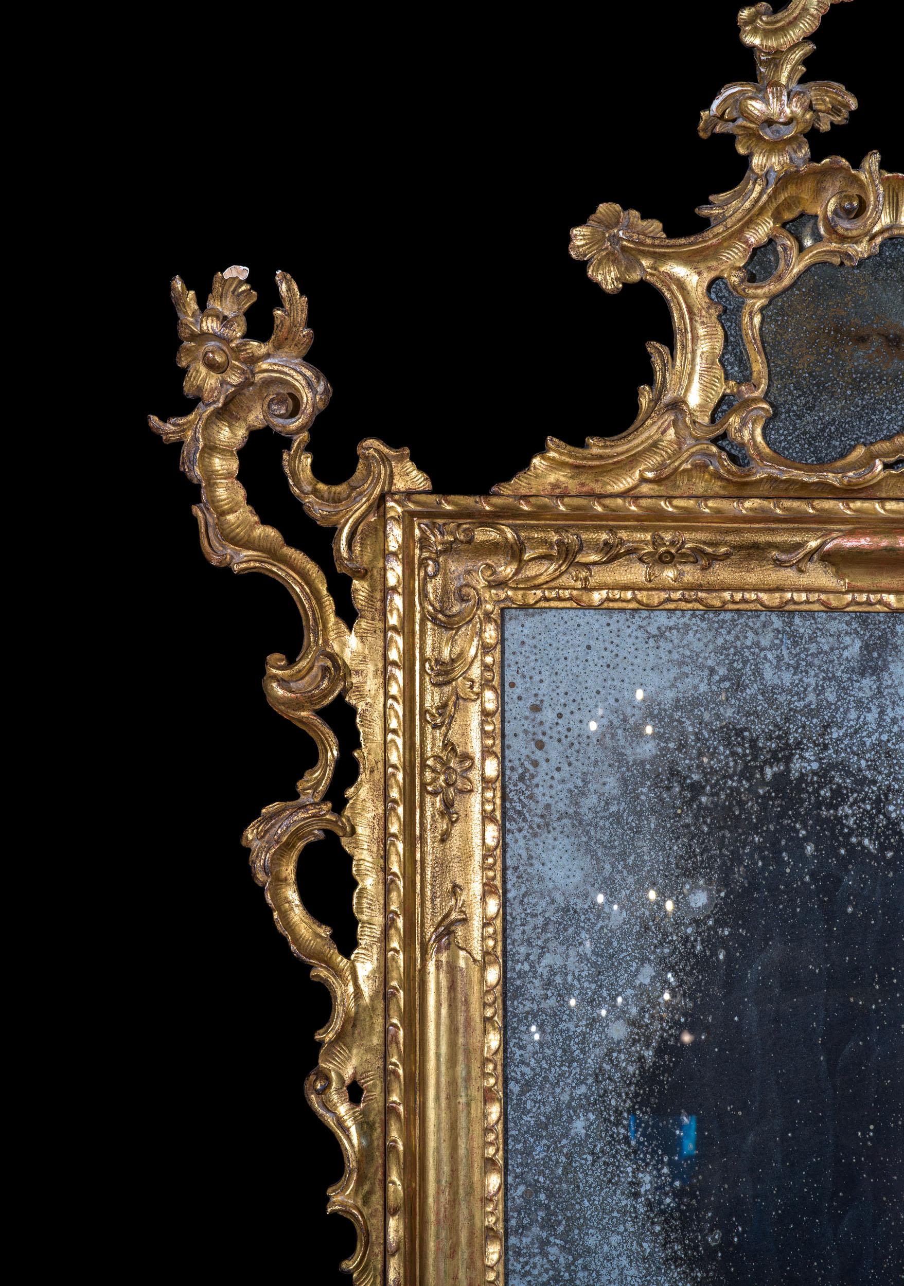 A Magnificent Pair of Rare 18th Century Venetian Mirrors with Mercury Glass For Sale 1