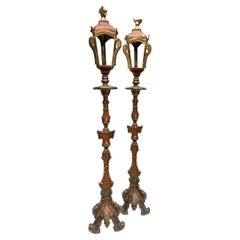 A magnificent pair of Spanish Colonial Revival TORCHÈRES CANDLEHOLDERS 1940's