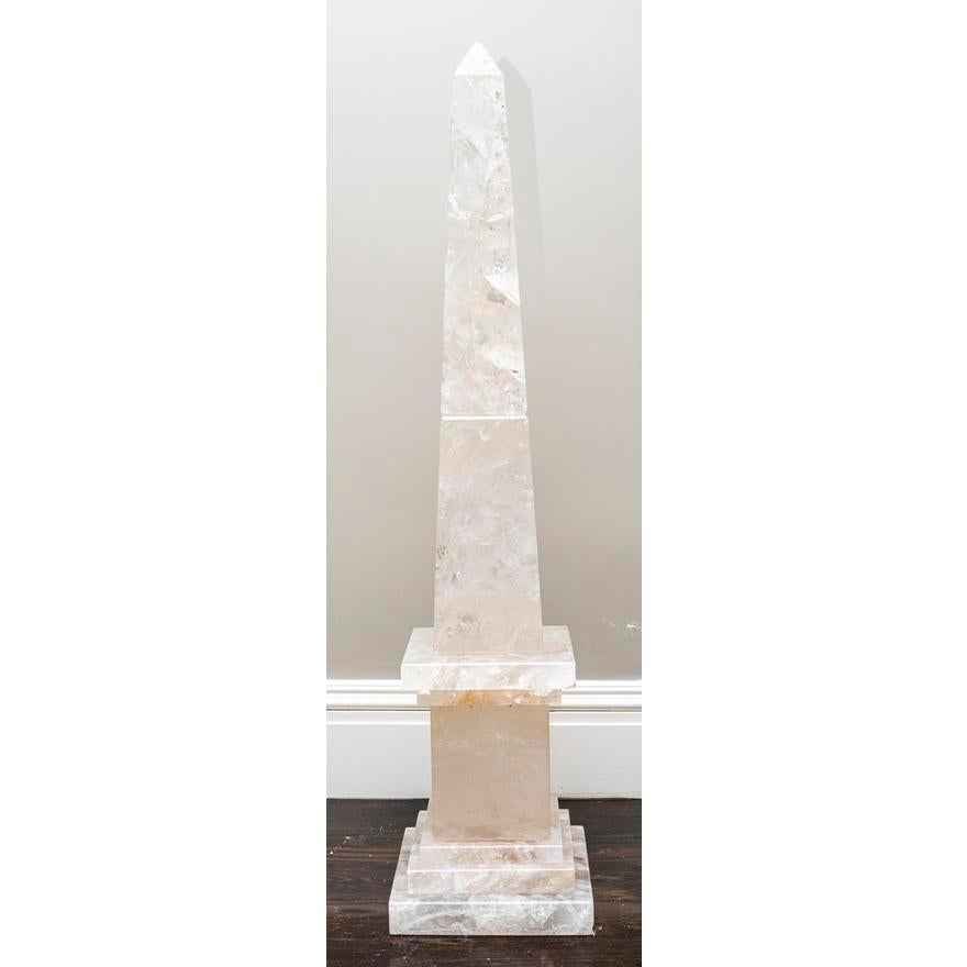 Magnificent Pair of Vintage Monumental Rock Crystal Obelisks 3