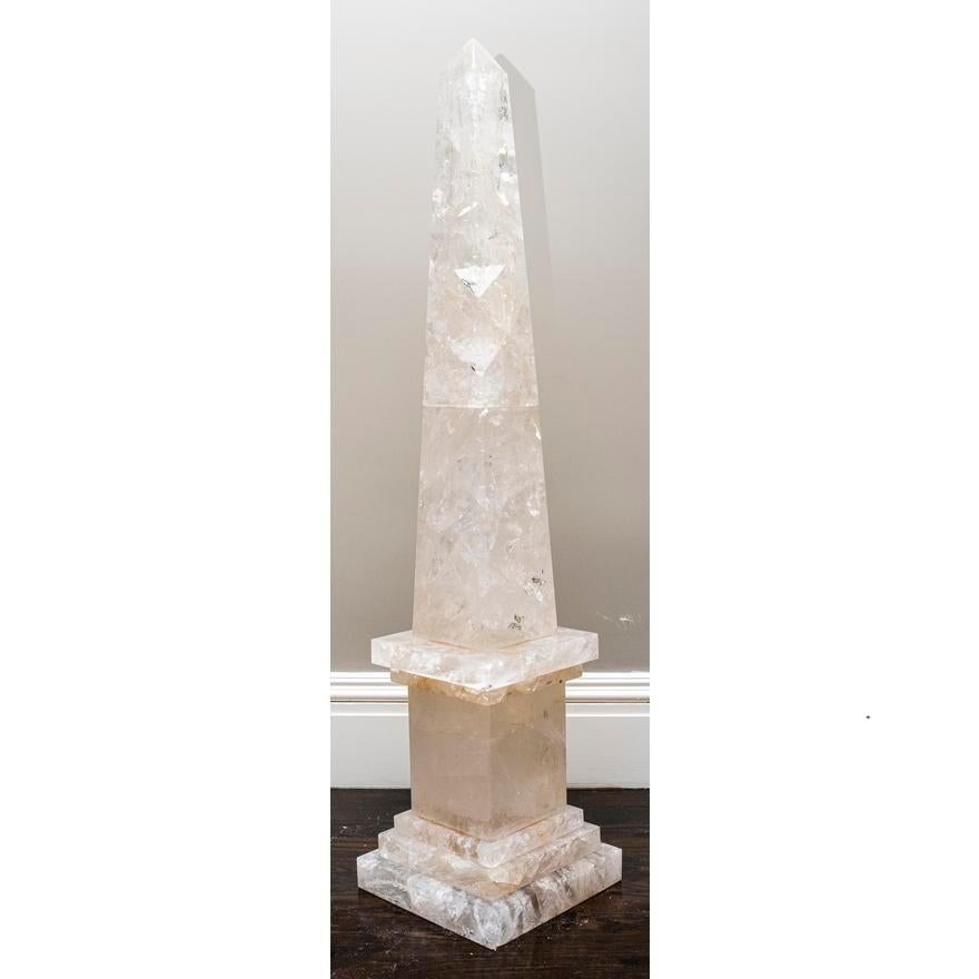 Magnificent Pair of Vintage Monumental Rock Crystal Obelisks 4