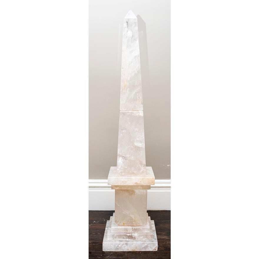 Magnificent Pair of Vintage Monumental Rock Crystal Obelisks 1