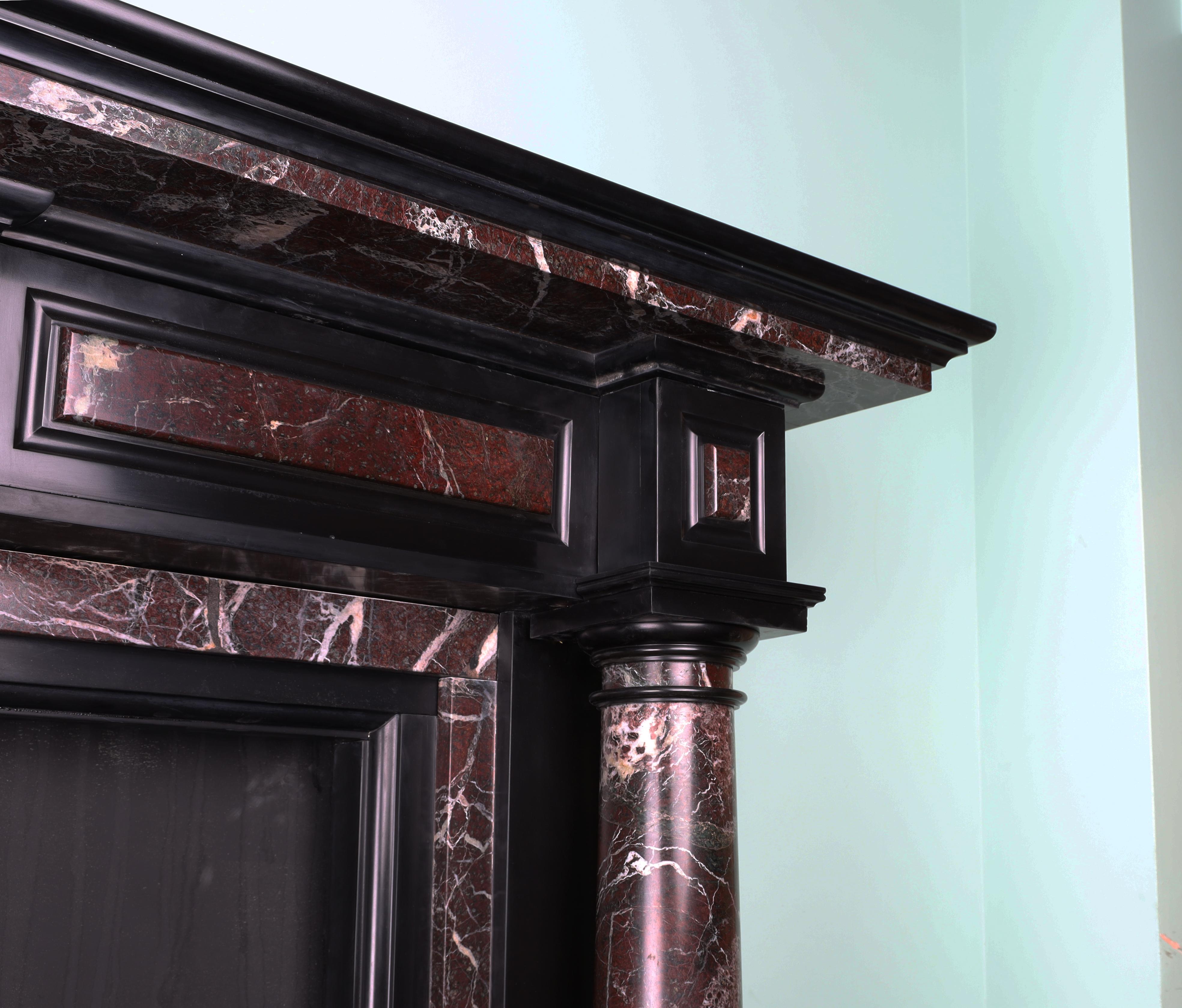 Renaissance Magnificent Polished Belgium Black Chimneypiece For Sale