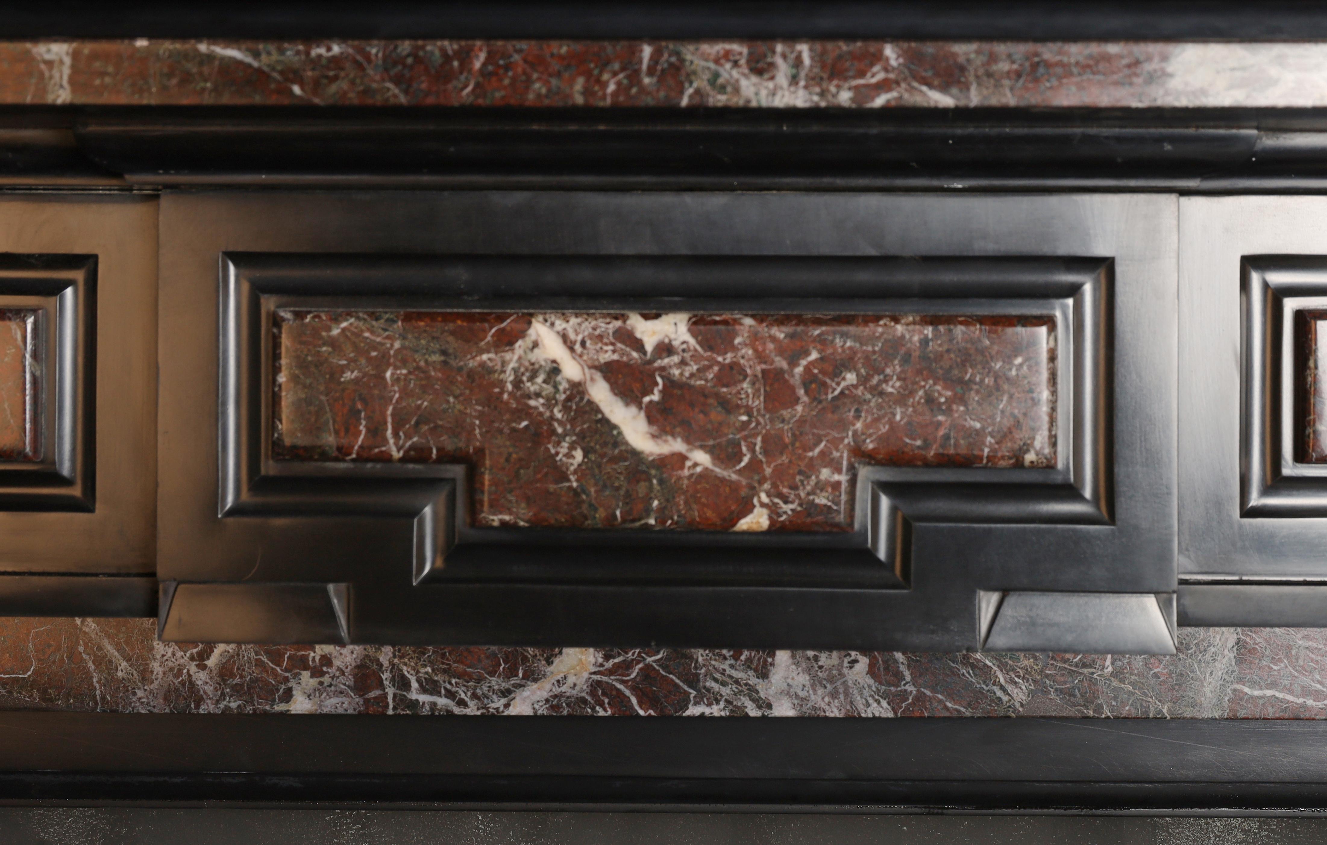 Carved Magnificent Polished Belgium Black Chimneypiece For Sale