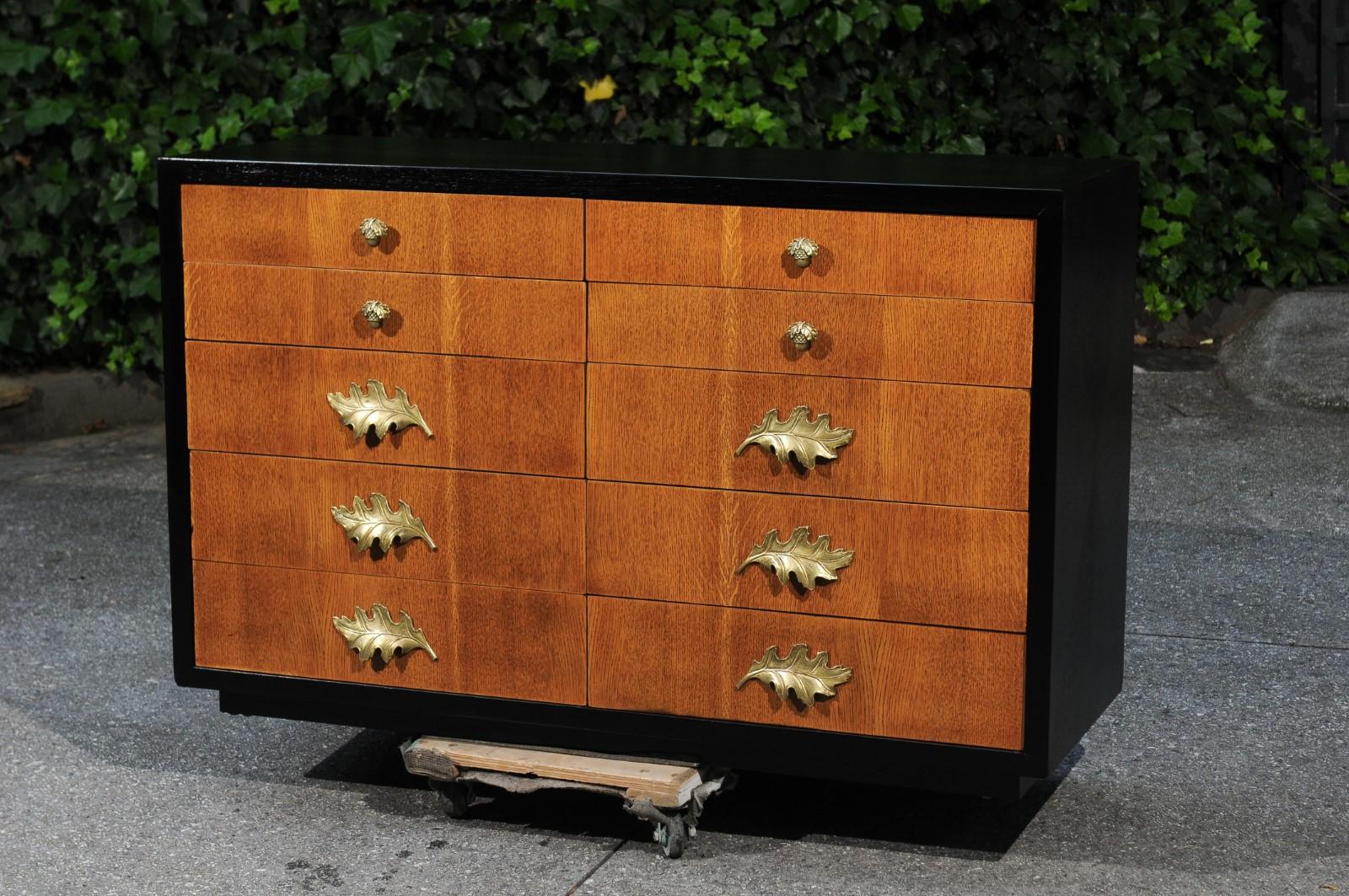 Mid-Century Modern Magnificent Restored Cerused Oak Commode by Lorin Jackson for Grosfeld House For Sale