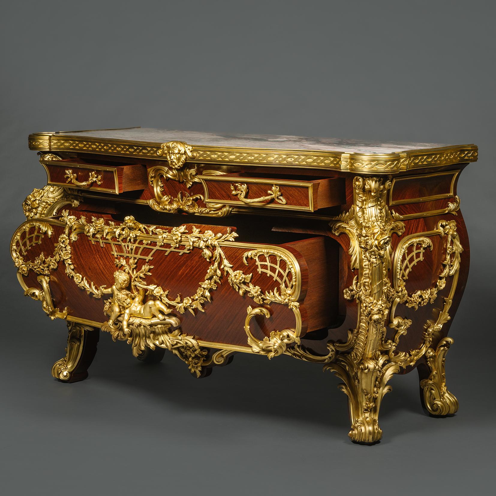 Belgian A Magnificent Rococo Style Commode After Johann Melchoir Kambli For Sale