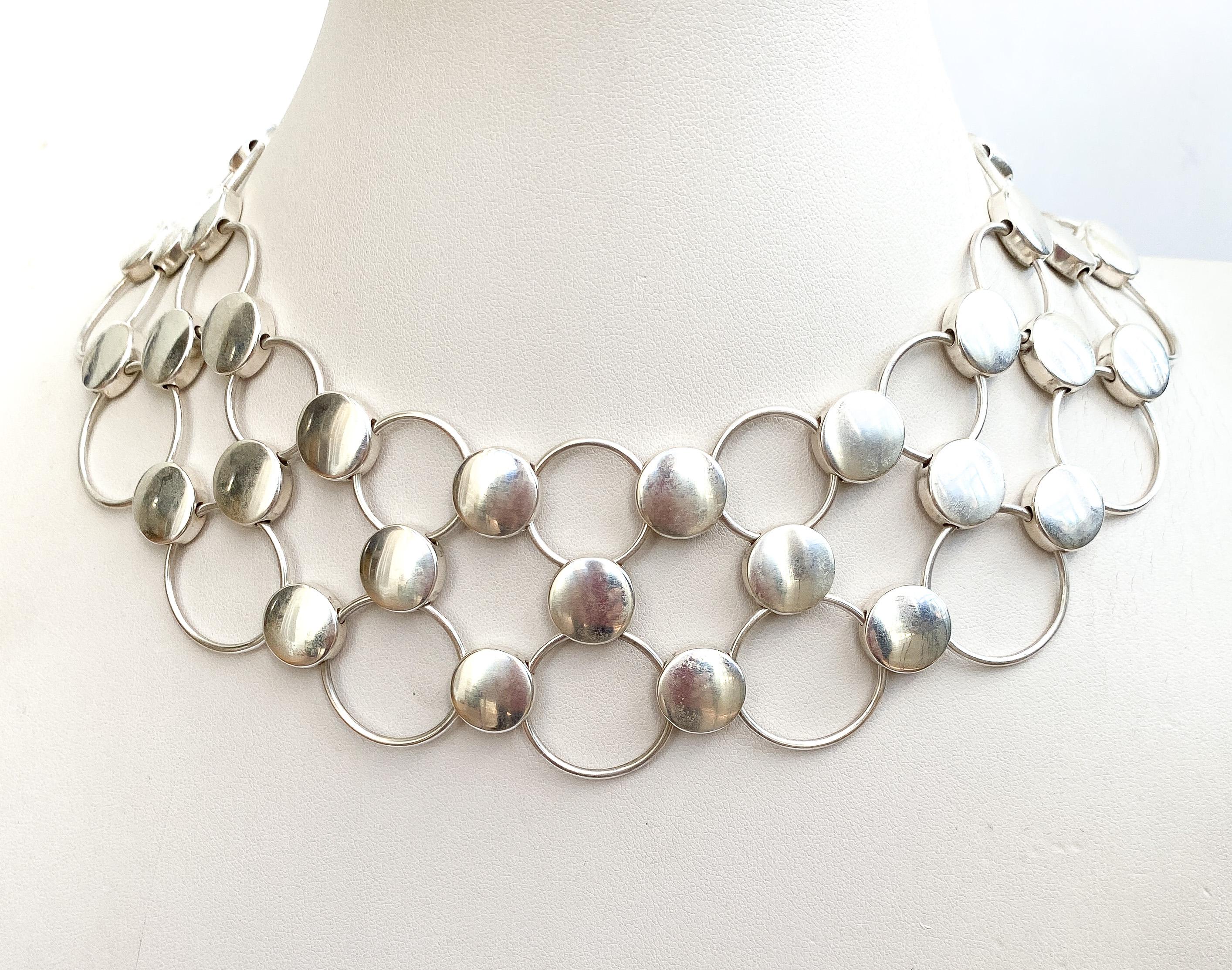 A magnificent silver collar, Regitz Overgaard for Georg Jensen, Denmark, c1990s In condizioni ottime in vendita a Greyabbey, County Down