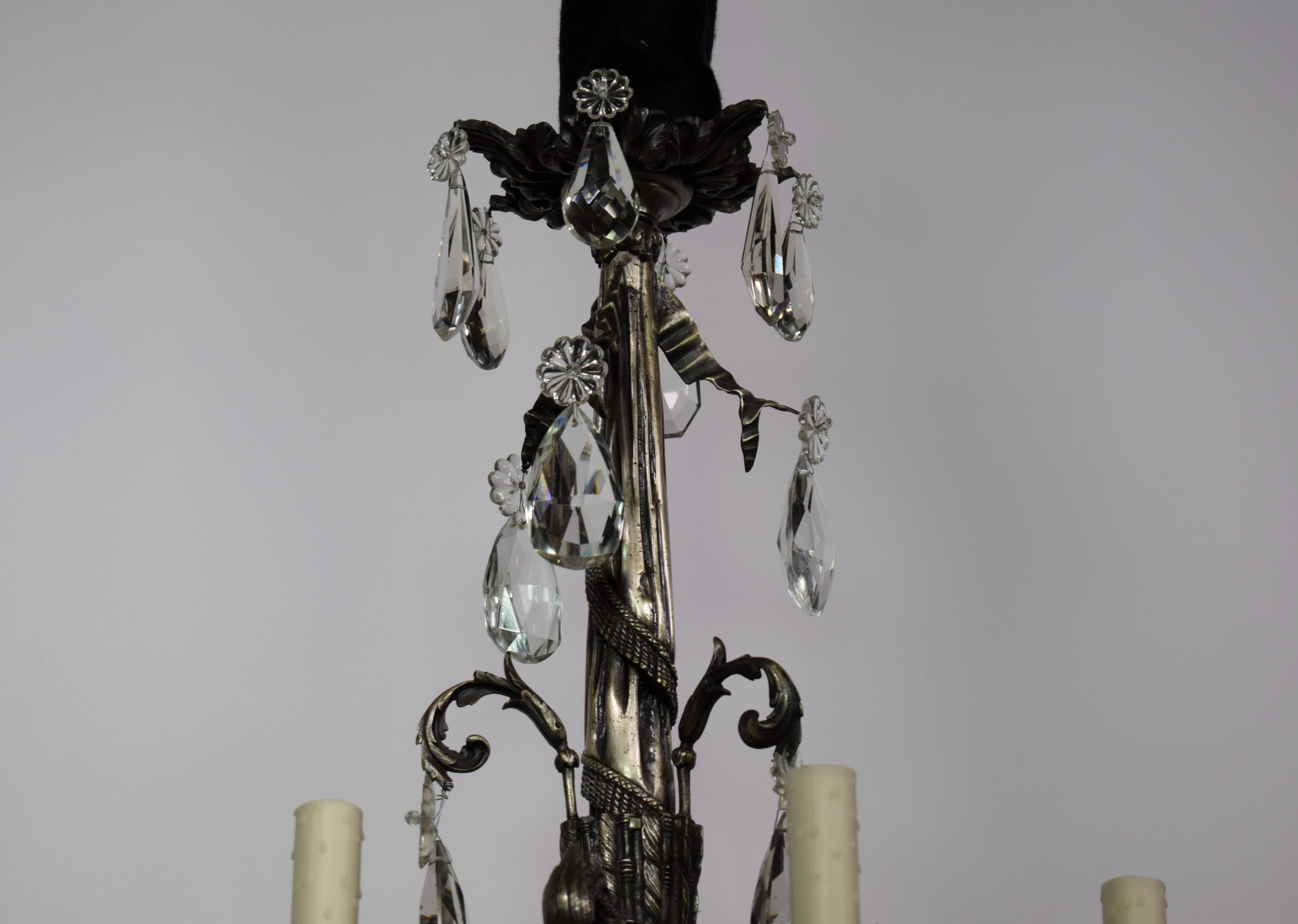 French Magnificent Silver over Bronze Chandelier For Sale