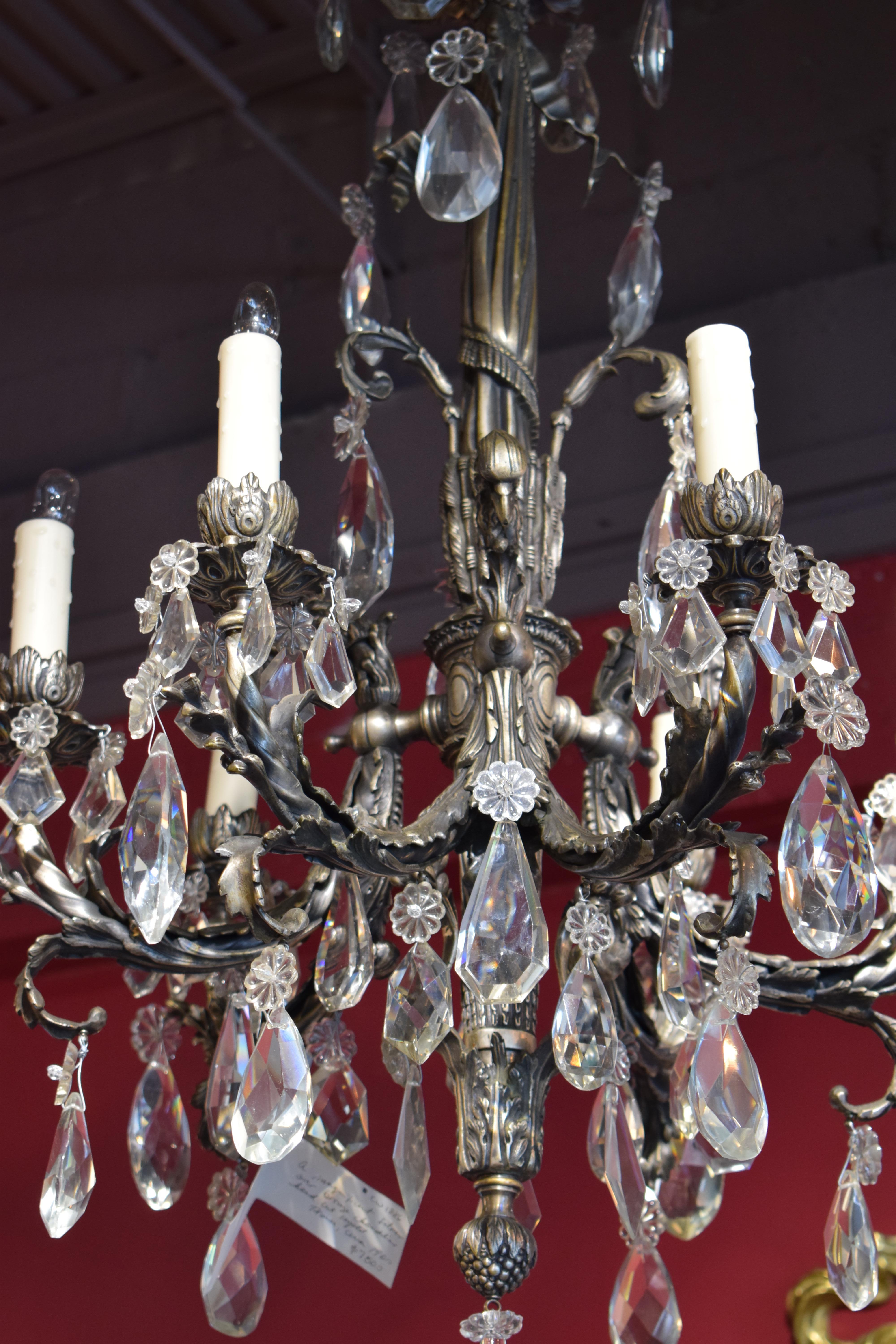 Magnificent Silver over Bronze Chandelier In Good Condition For Sale In Atlanta, GA