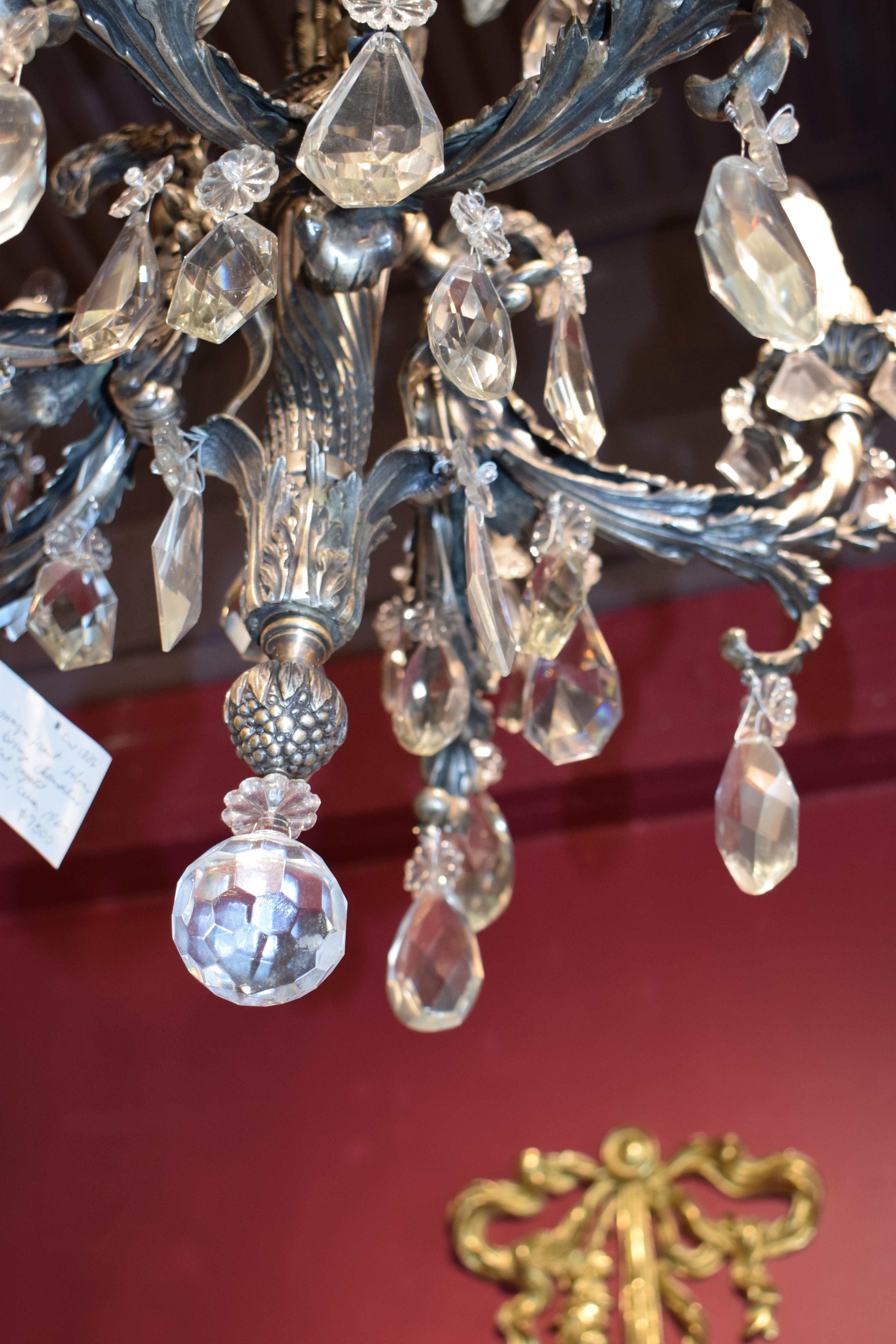 20th Century Magnificent Silver over Bronze Chandelier For Sale