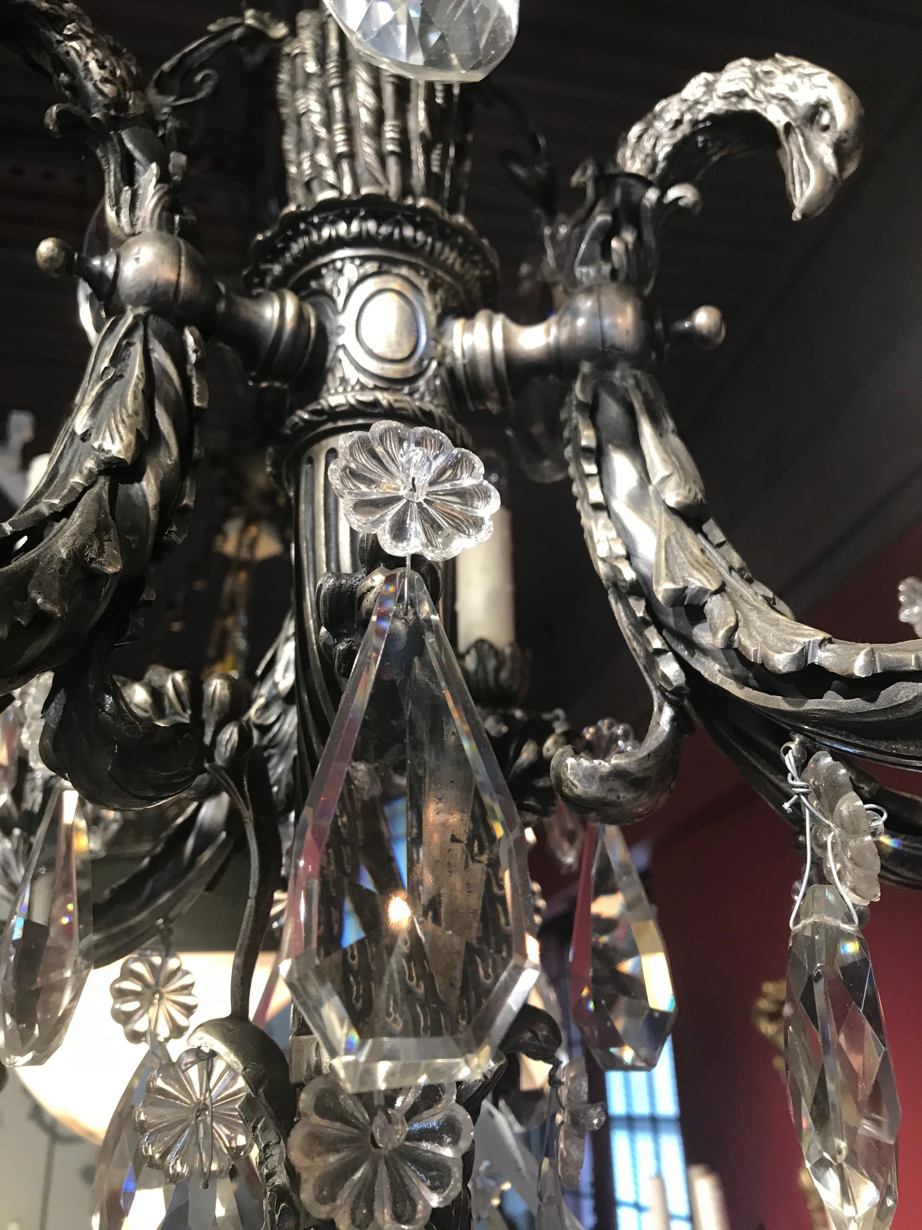 Magnificent Silver over Bronze Chandelier For Sale 1