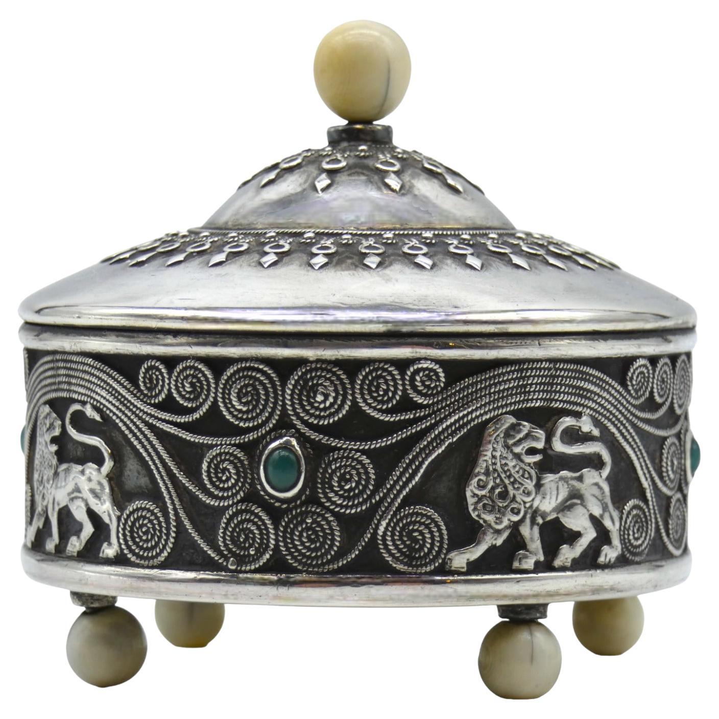 A Magnificent Silver Spice Container, Bezalel Jerusalem circa 1915 For Sale