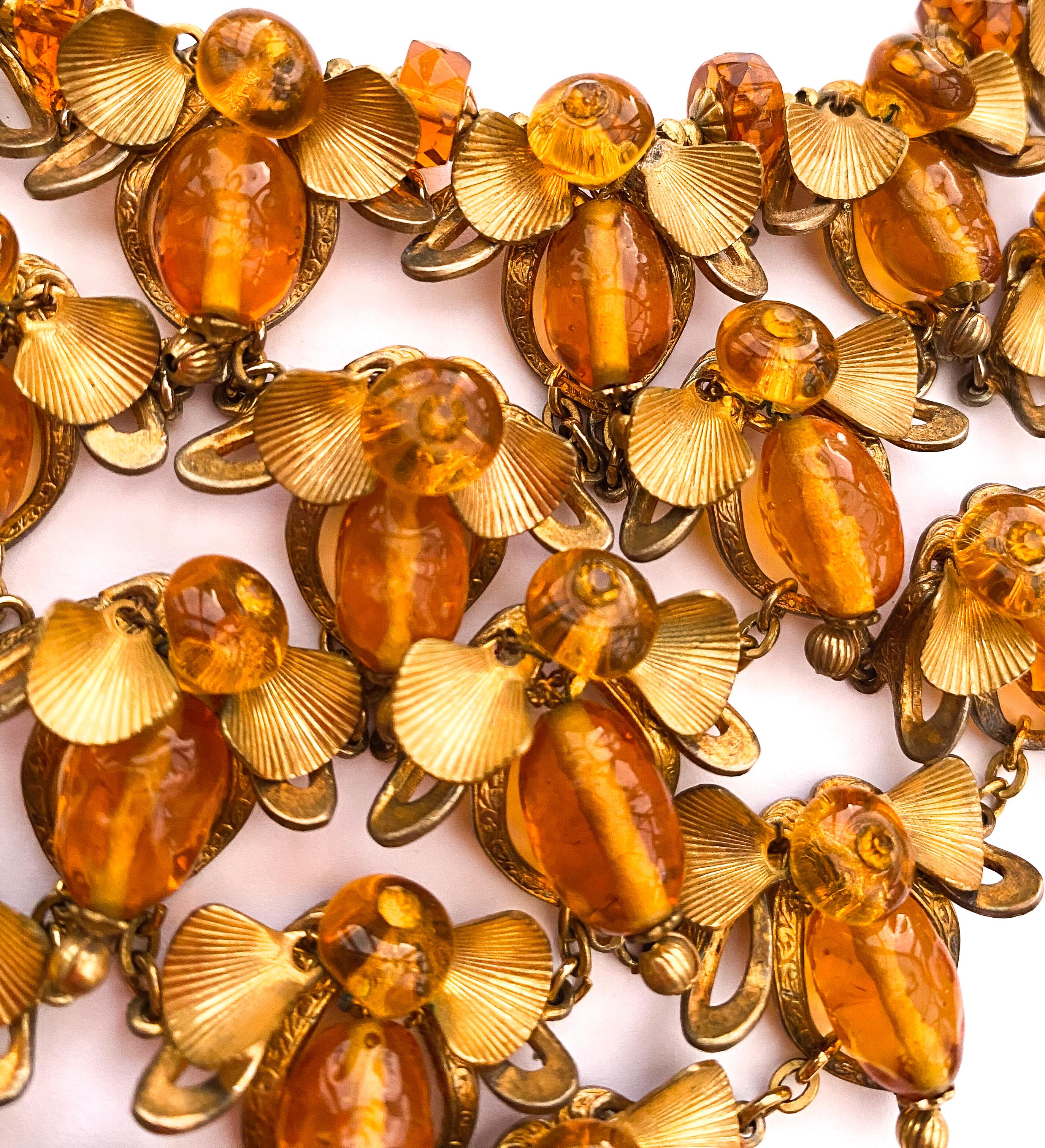 A magnificent topaz glass bead necklace, with 'bee' motif, Miriam Haskell, c1965 For Sale 1