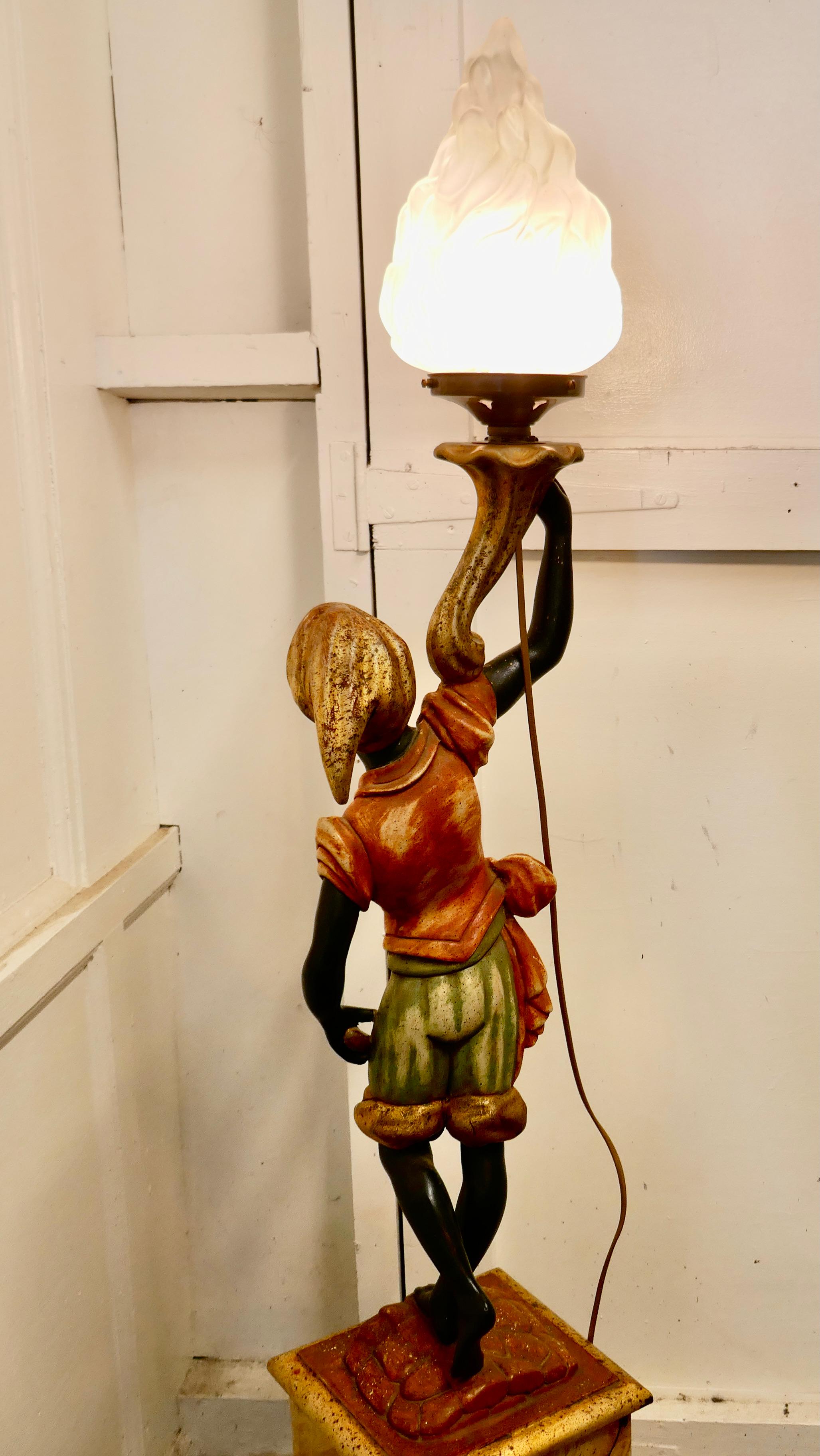 Magnificent Venetian Figural Floor Lamp In Good Condition For Sale In Chillerton, Isle of Wight