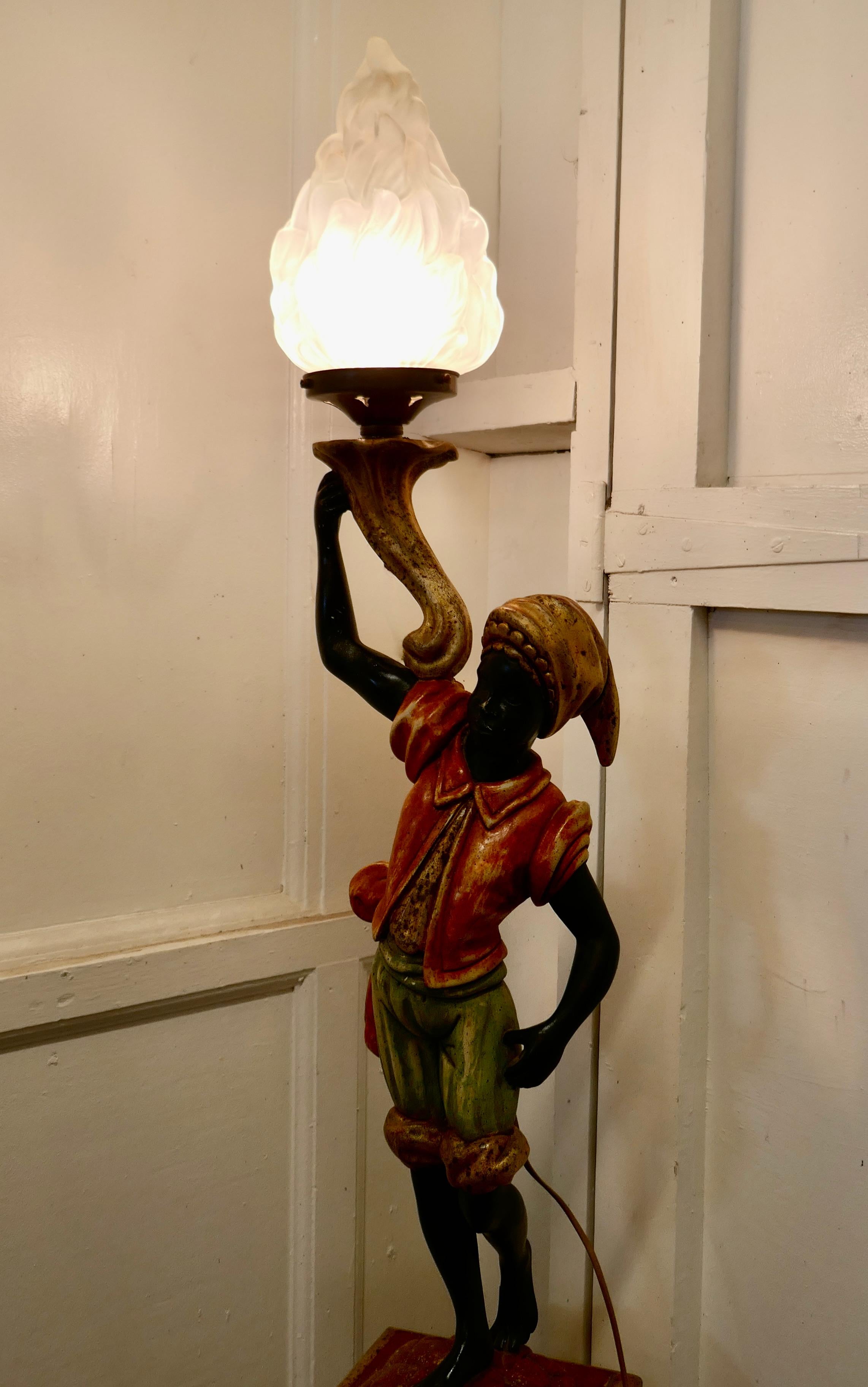 Gesso Magnificent Venetian Figural Floor Lamp For Sale