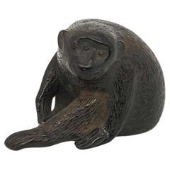 Used A MAGNIFICENT WOODEN NETSUKE OF A MONKEY. Edo period.