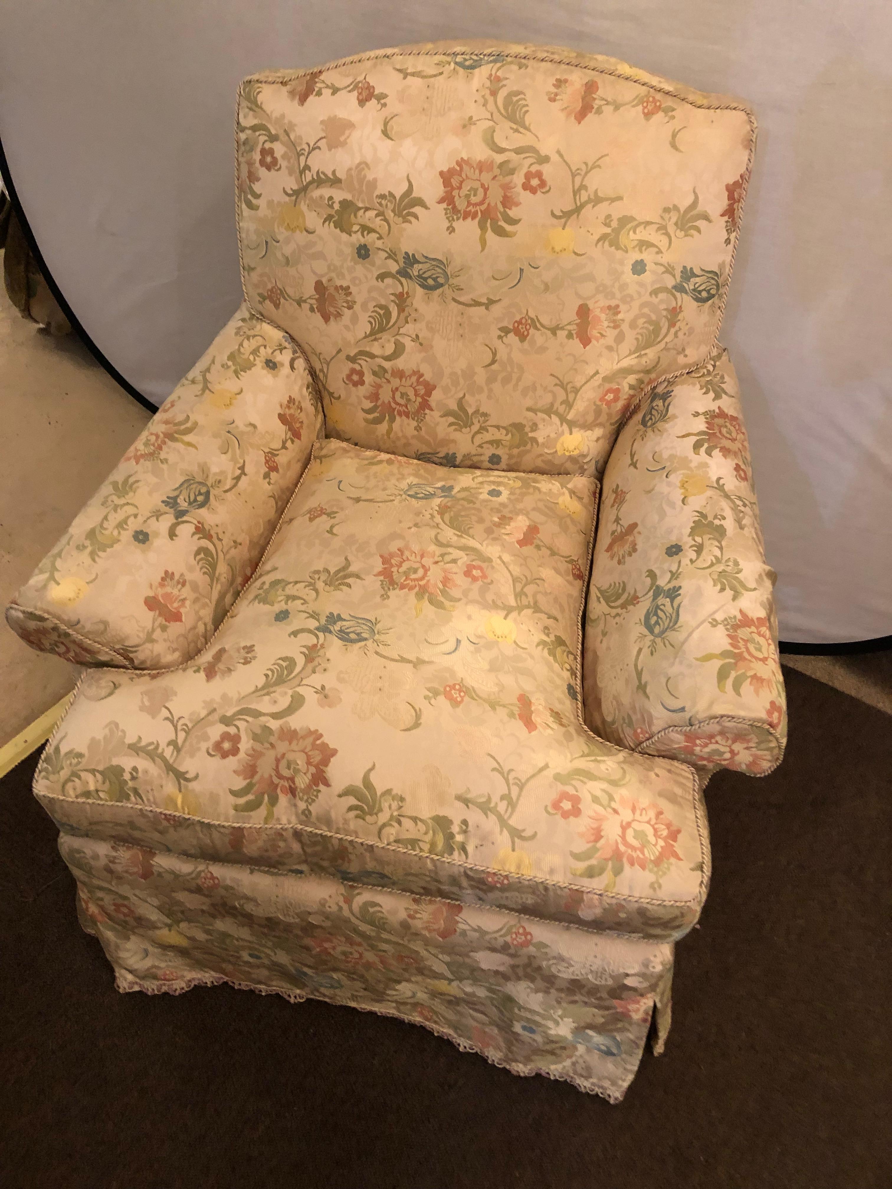 American Classical Magnificently Upholstered Overstuffed Armchair on Casters by O Henry House