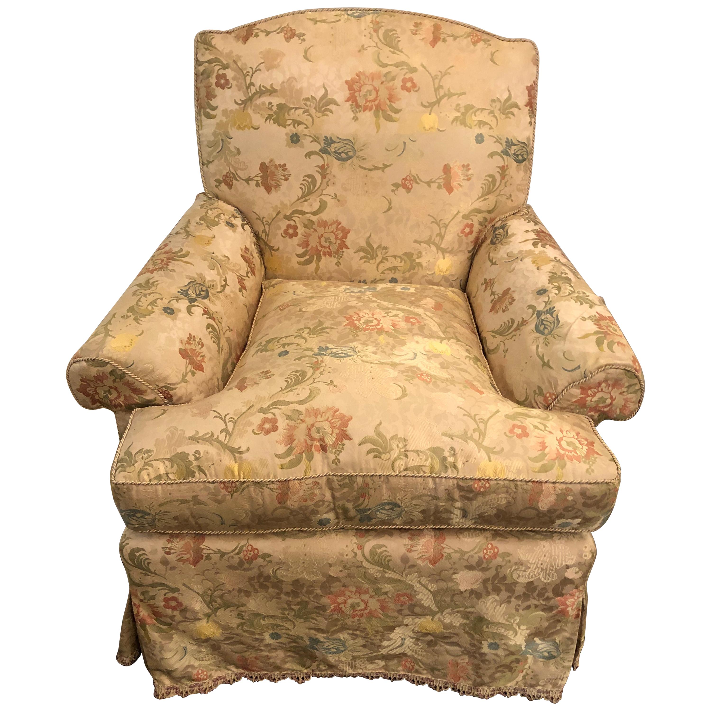 Magnificently Upholstered Overstuffed Armchair on Casters by O Henry House