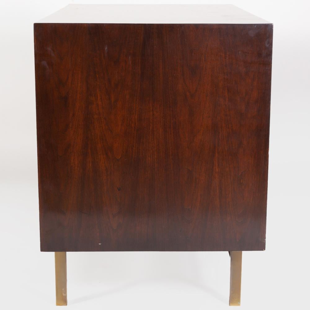 American Mahogany and Brass Tambour Door Cabinet in the Manner of Harvey Probber