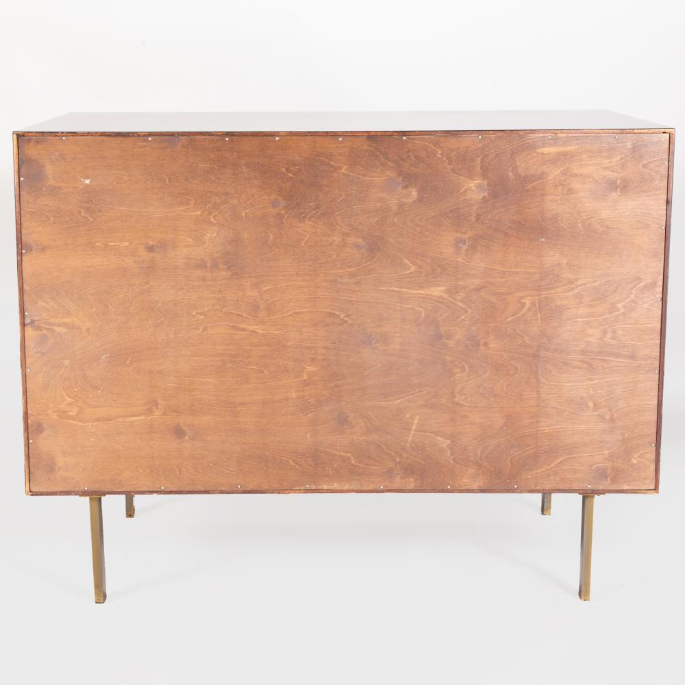Mid-20th Century Mahogany and Brass Tambour Door Cabinet in the Manner of Harvey Probber