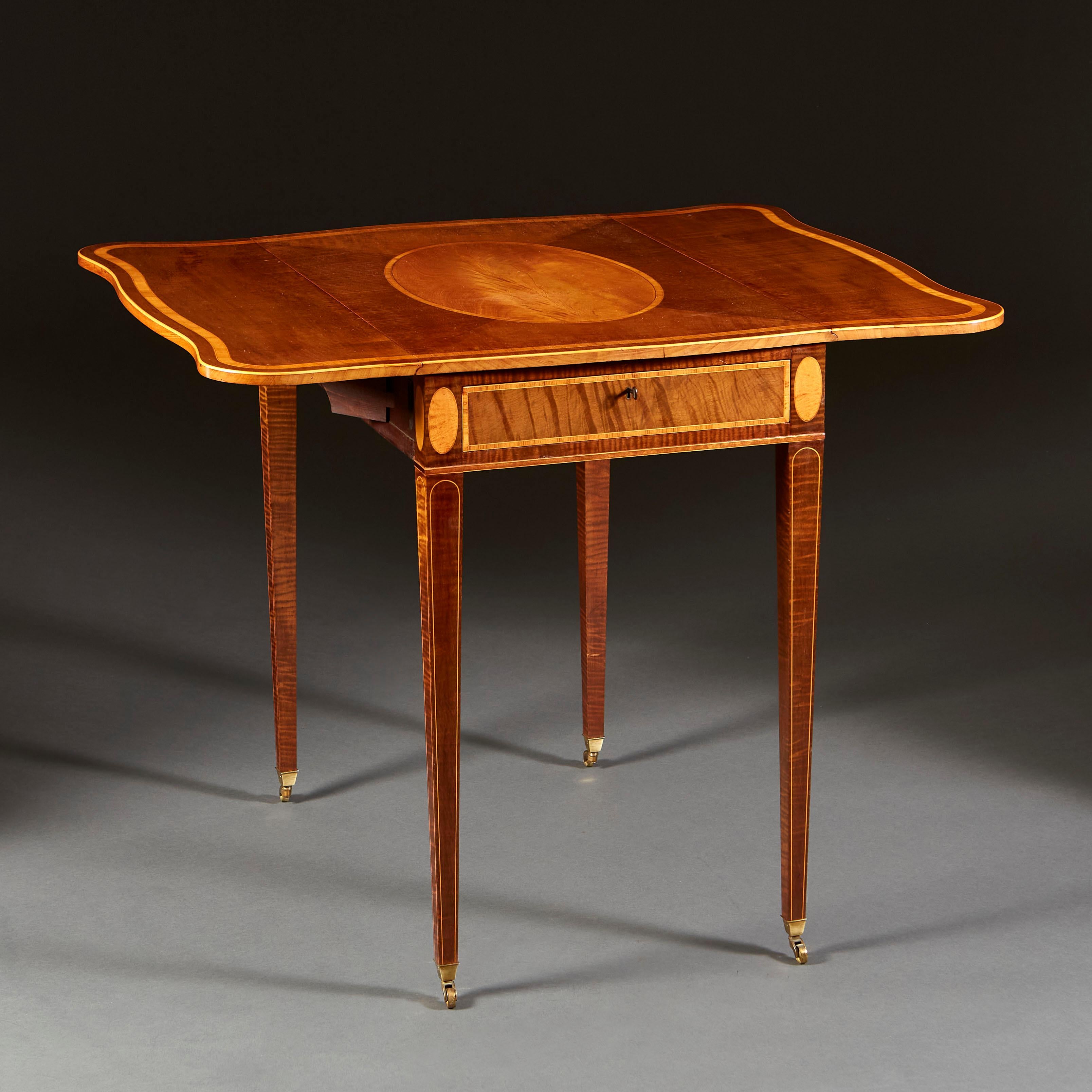 English Harewood and Satinwood Pembroke Table For Sale