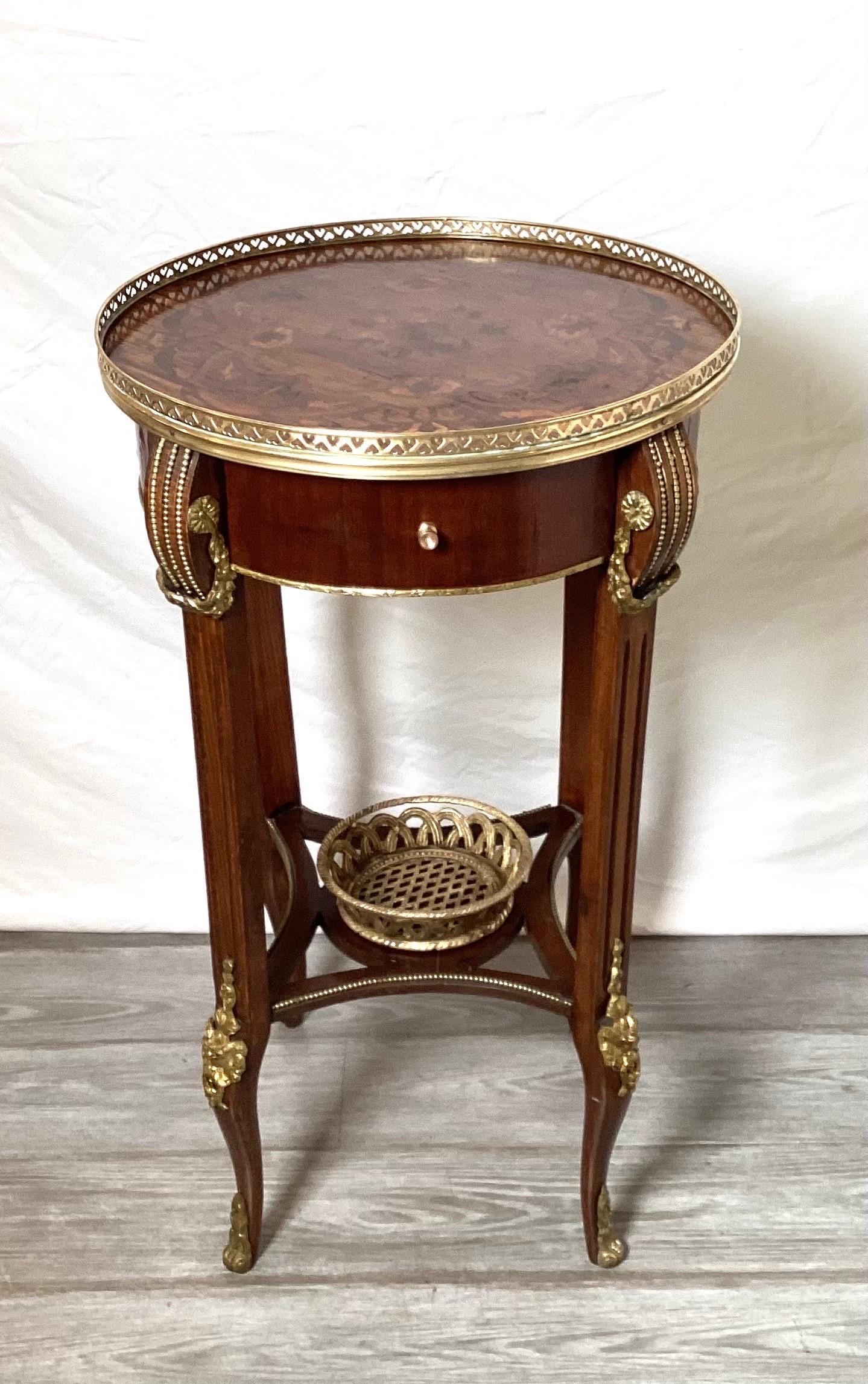 Louis XV Mahogany and Tulip Wood Inlaid Gilt Mounted Gallery Table