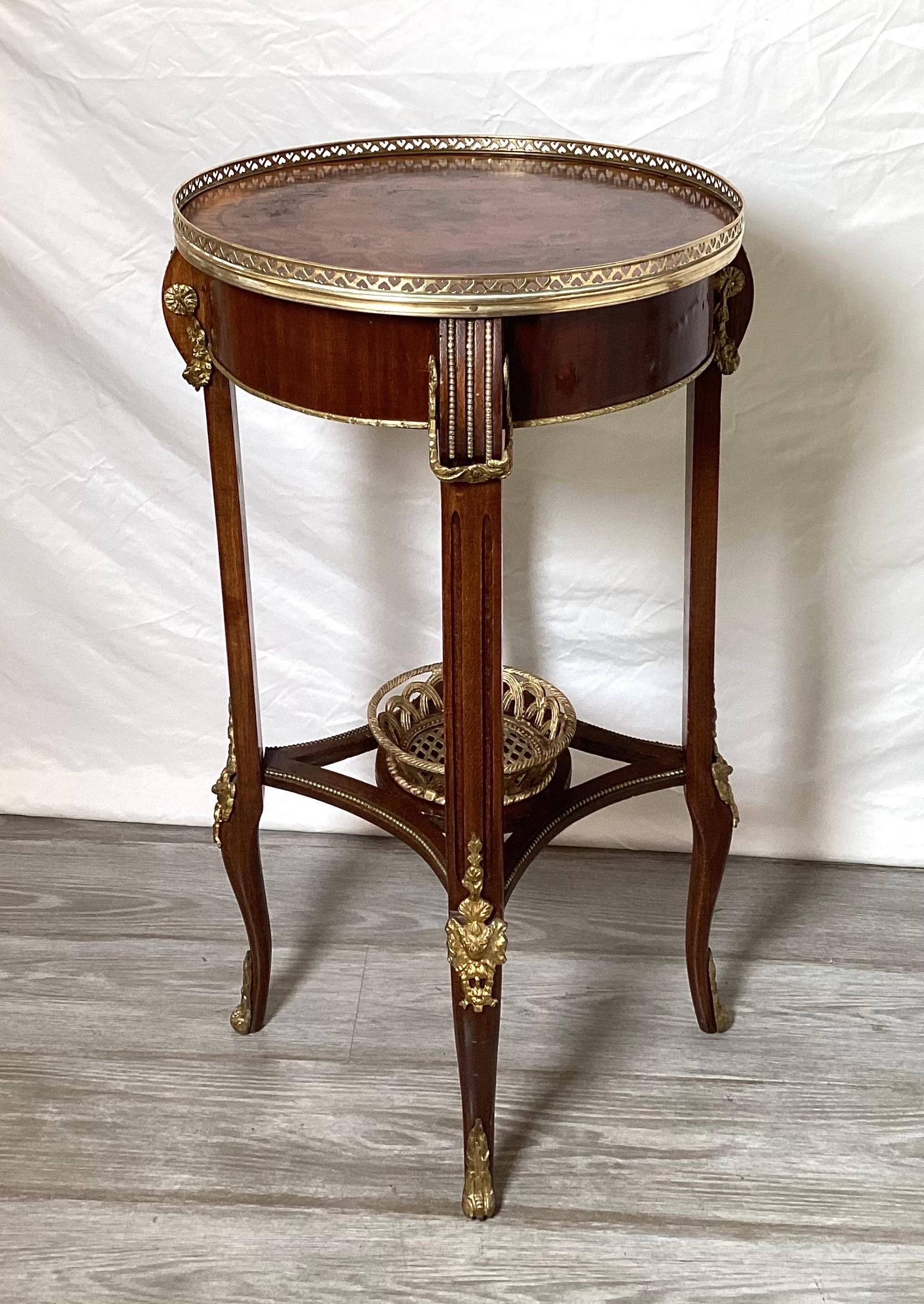 20th Century Mahogany and Tulip Wood Inlaid Gilt Mounted Gallery Table