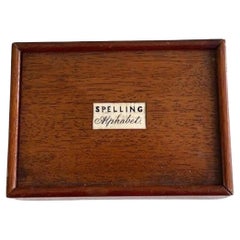 Antique A Mahogany Box with Bone Letters of the Alphabet, Scottish, 19th Century