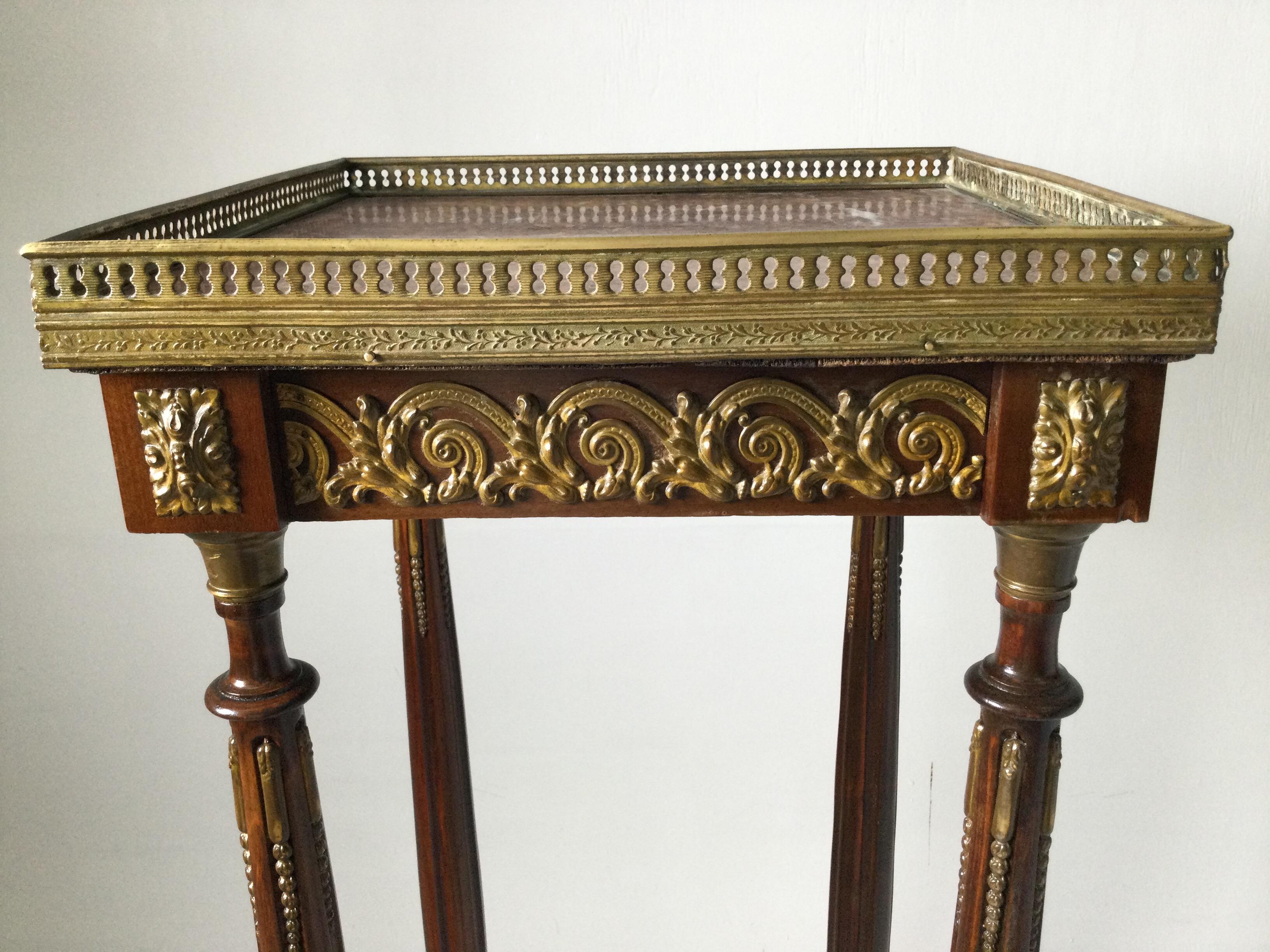 Mahogany Bronze Mounted Tall Table Stand Louis XVI Style For Sale 3