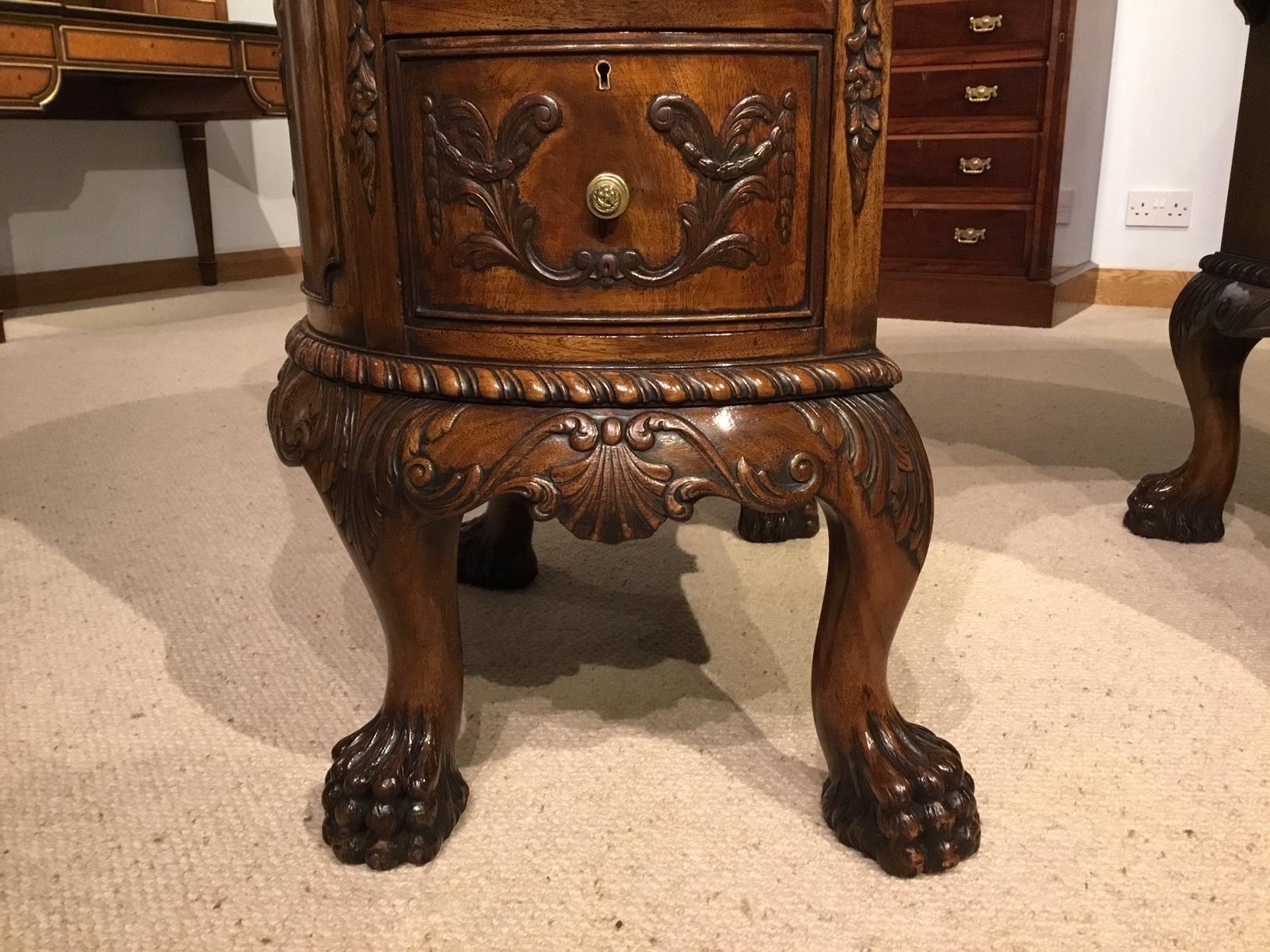 Early 20th Century Mahogany Chippendale Revival Kidney Shaped Writing Desk