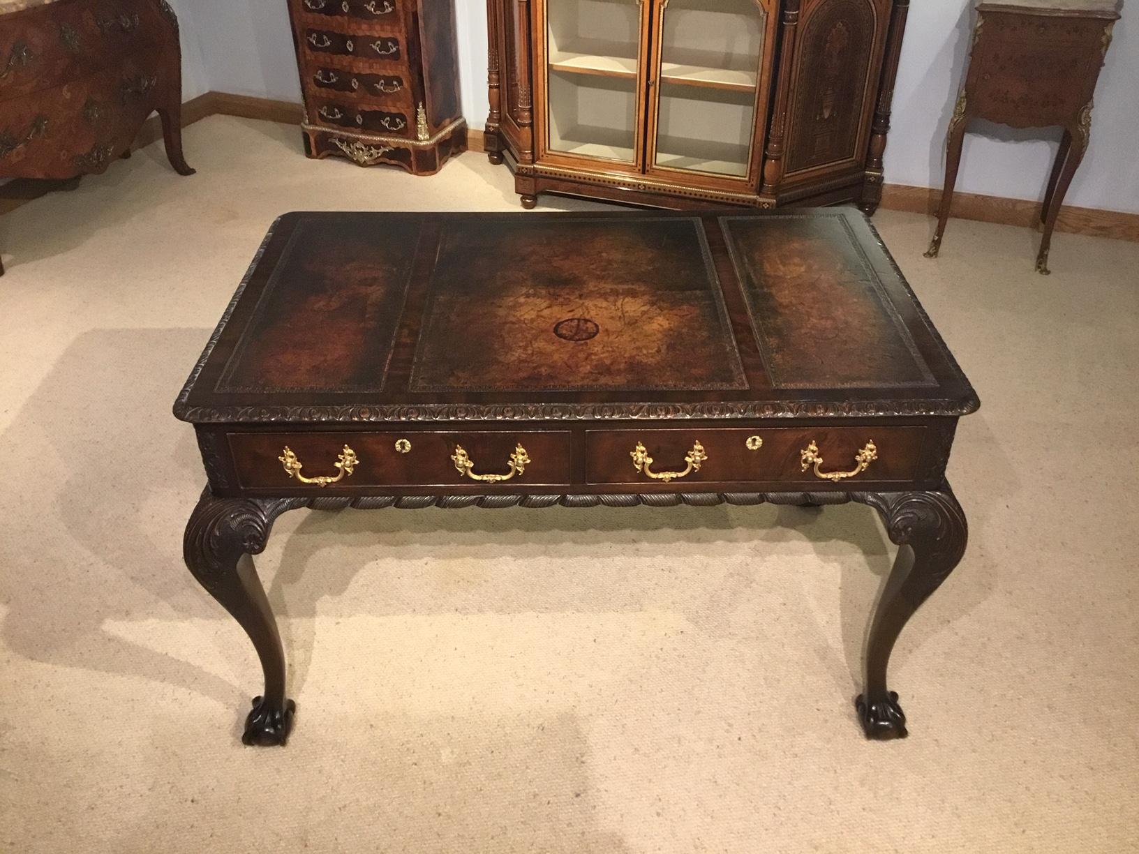 Mahogany Chippendale Revival Writing Table by Maple & Co of London circa 1900 12