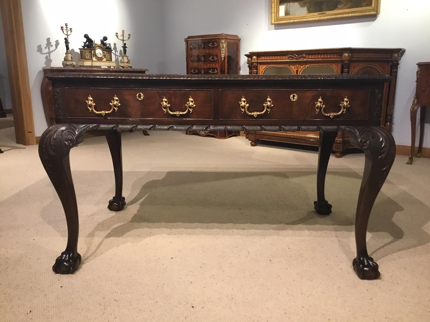 Mahogany Chippendale Revival Writing Table by Maple & Co of London circa 1900 In Good Condition In Darwen, GB