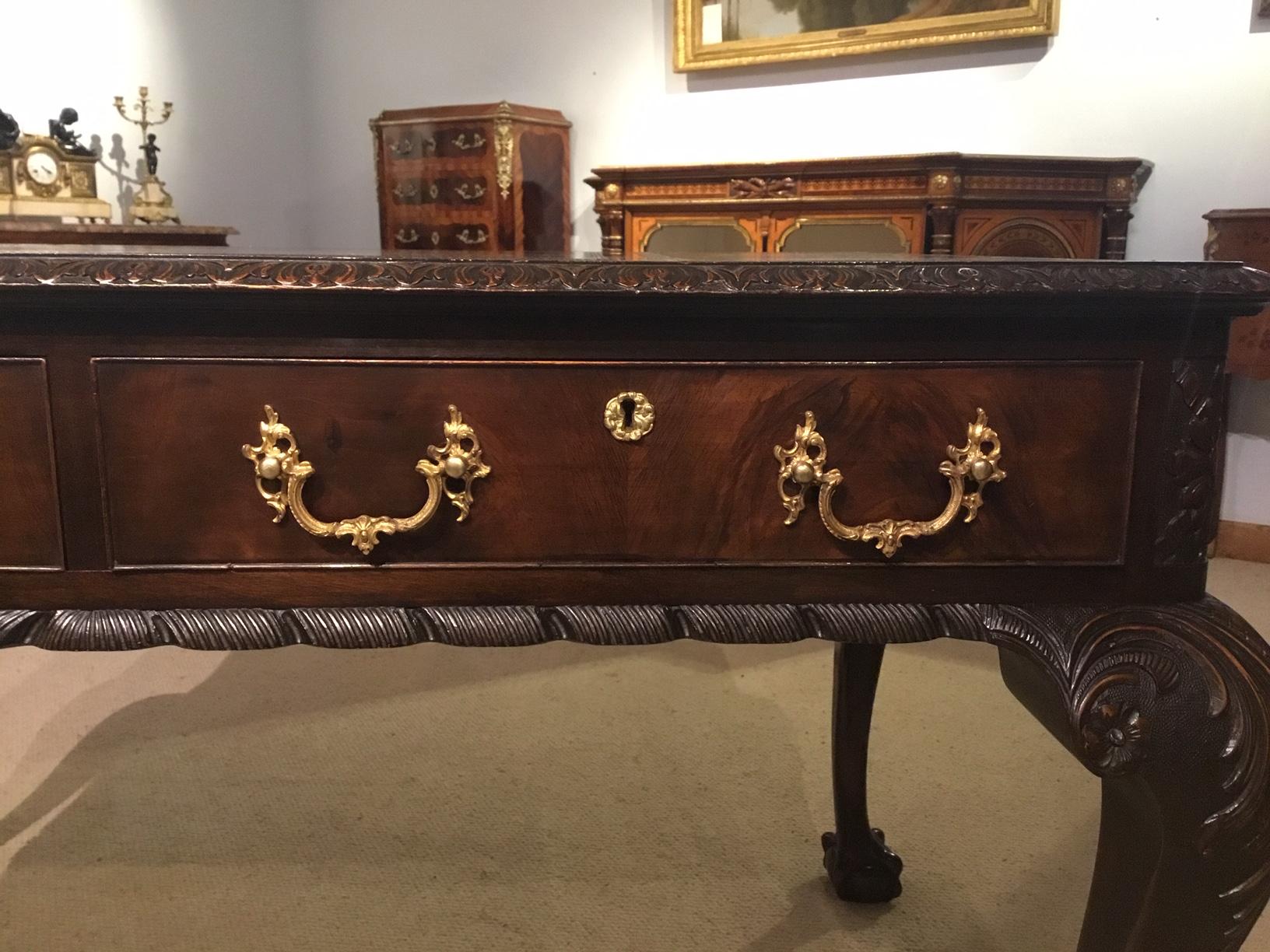 Early 20th Century Mahogany Chippendale Revival Writing Table by Maple & Co of London circa 1900