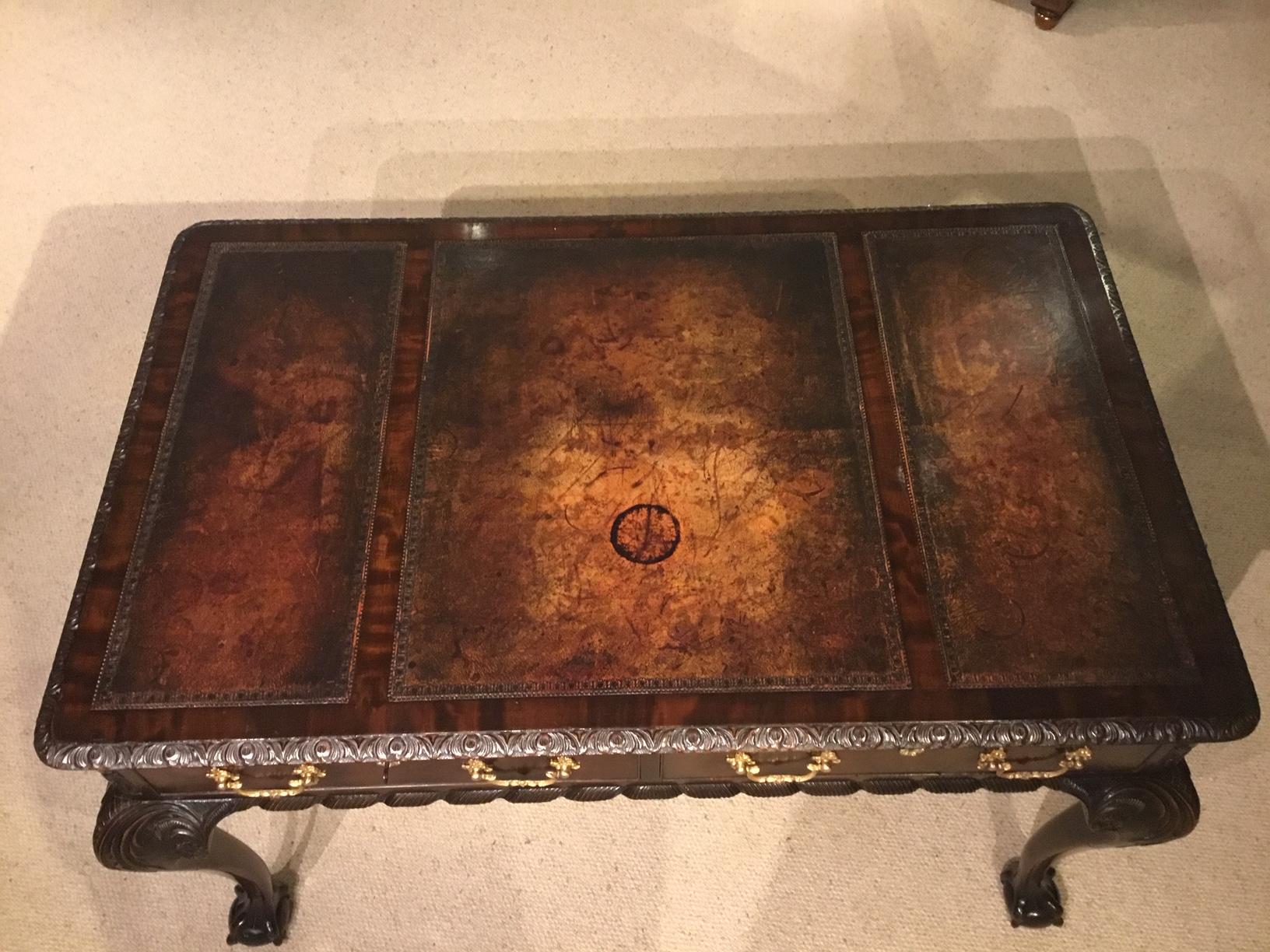 Mahogany Chippendale Revival Writing Table by Maple & Co of London circa 1900 2