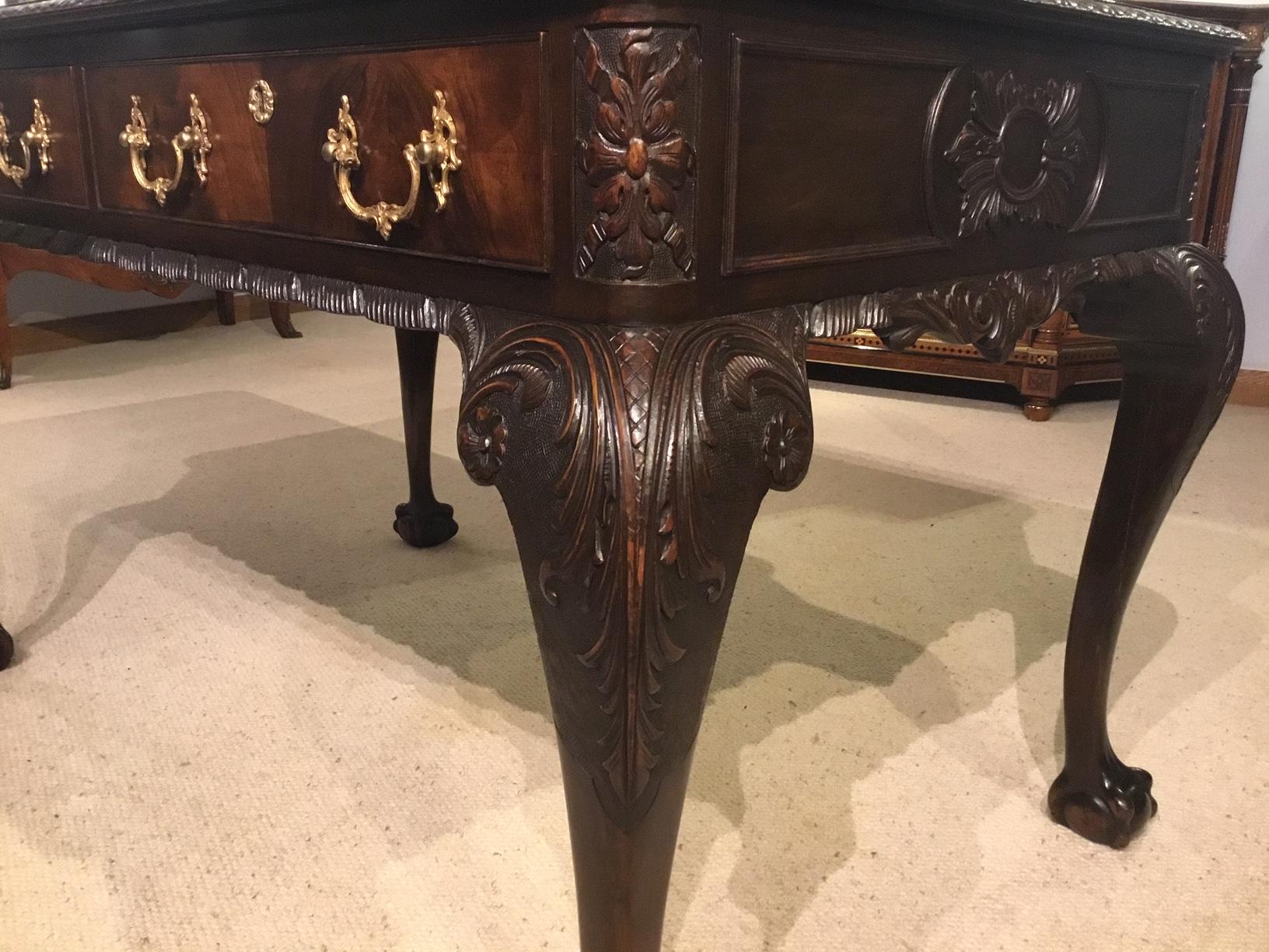 Mahogany Chippendale Revival Writing Table by Maple & Co of London circa 1900 3