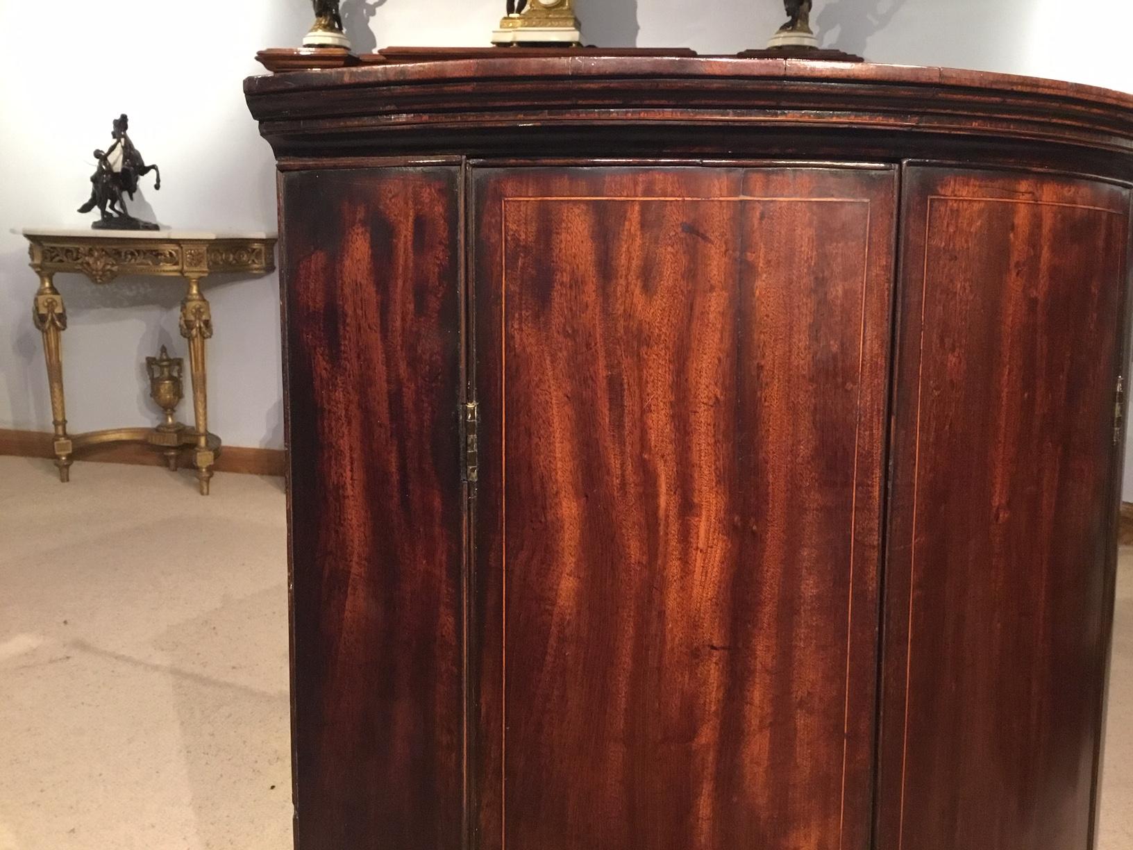 Mahogany George III Period Bow Front Corner Cupboard For Sale 1