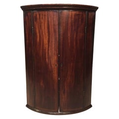 Antique Mahogany George III Period Bow Front Corner Cupboard