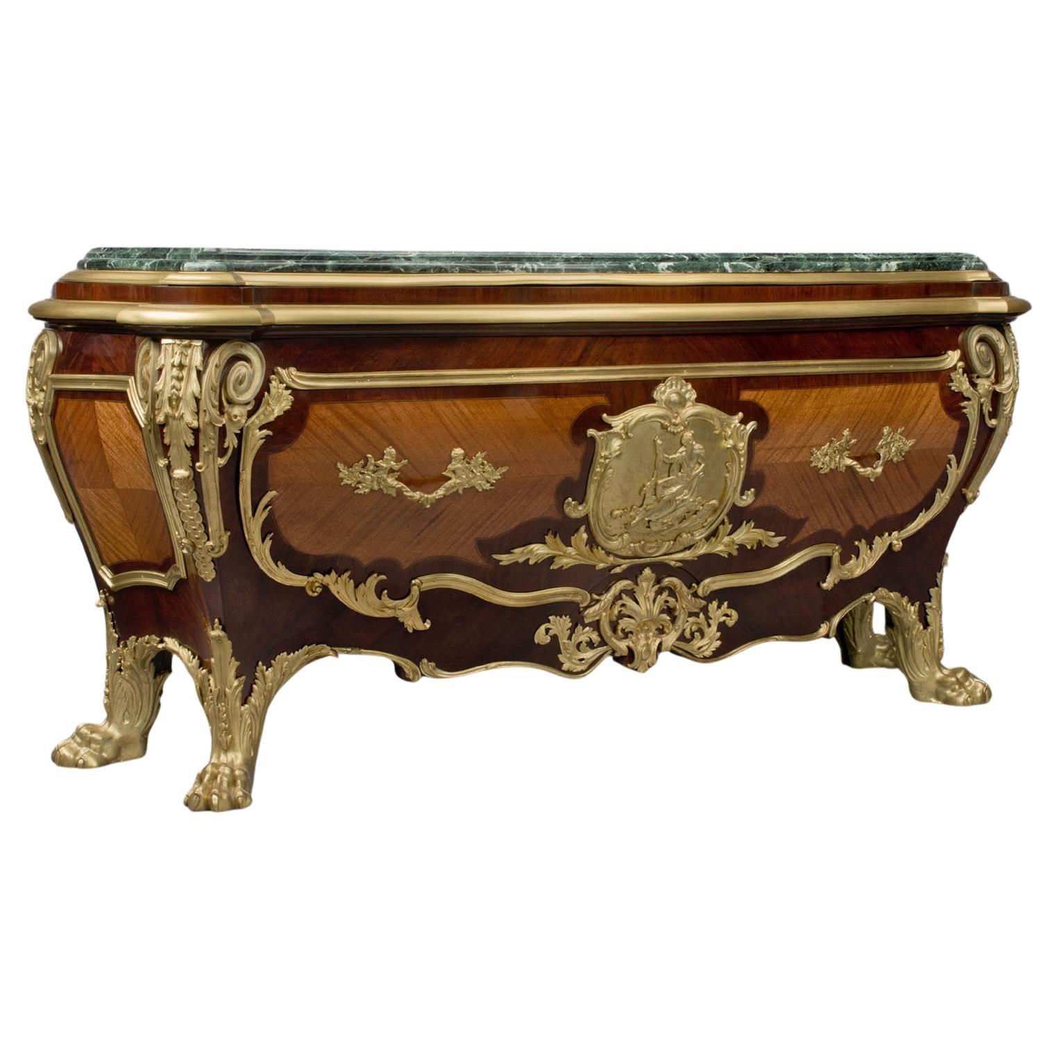 A Mahogany Grande Commode en Tombeau, after the Model by Cressent For Sale