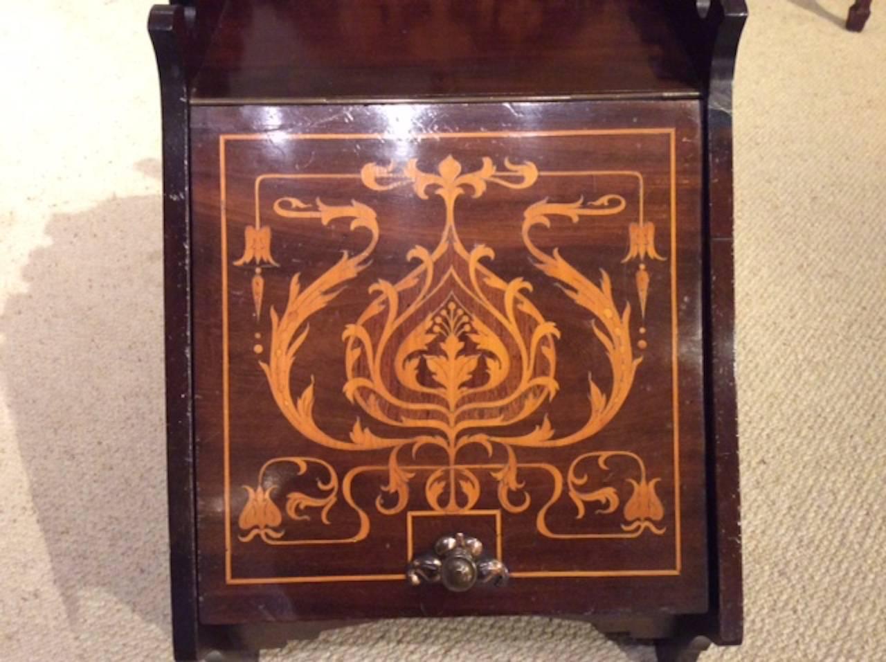 Mahogany Inlaid Arts & Crafts Period Coal Perdonium In Excellent Condition In Darwen, GB