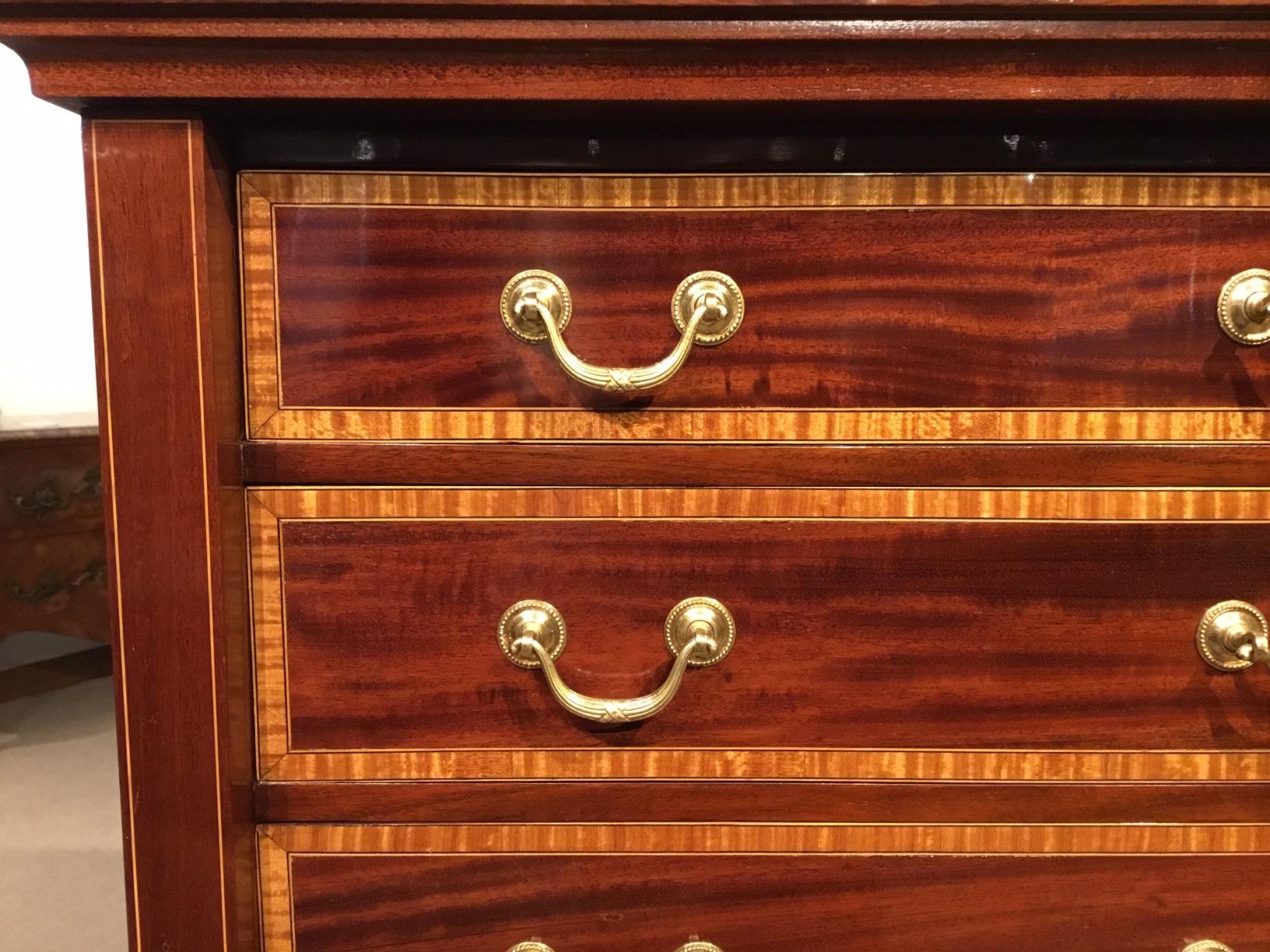 Mahogany Inlaid  Edwardian Period Antique Wellington Chest In Excellent Condition For Sale In Darwen, GB