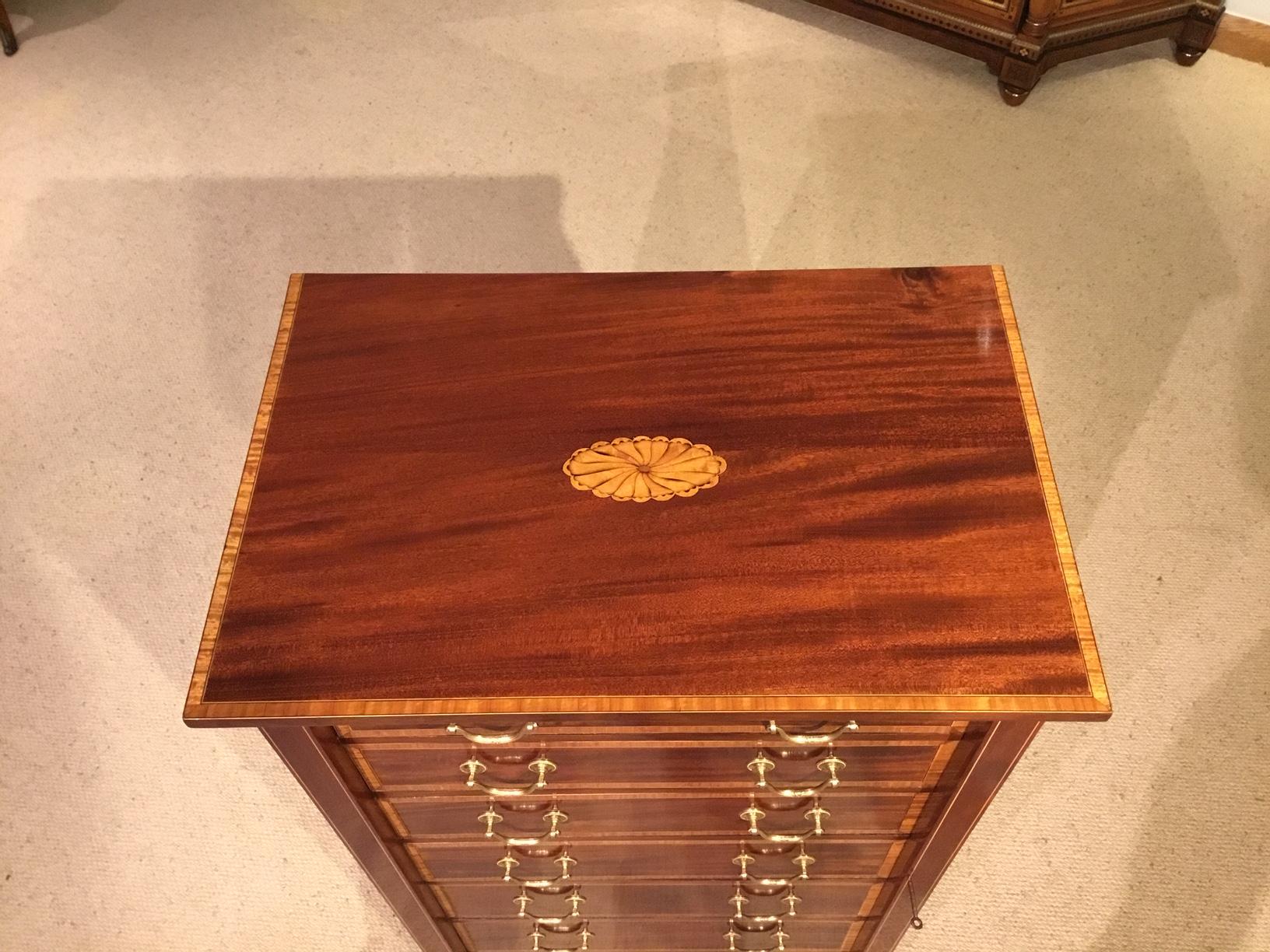 Mahogany Inlaid  Edwardian Period Antique Wellington Chest For Sale 1