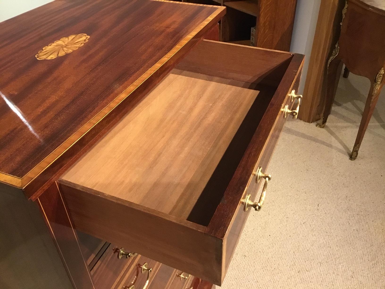 Mahogany Inlaid  Edwardian Period Antique Wellington Chest For Sale 4