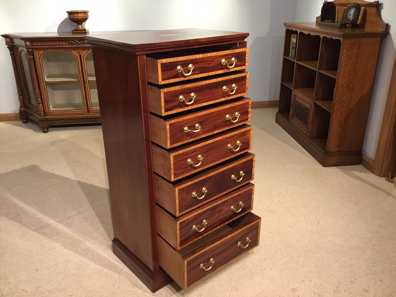 Mahogany Inlaid  Edwardian Period Antique Wellington Chest For Sale 5