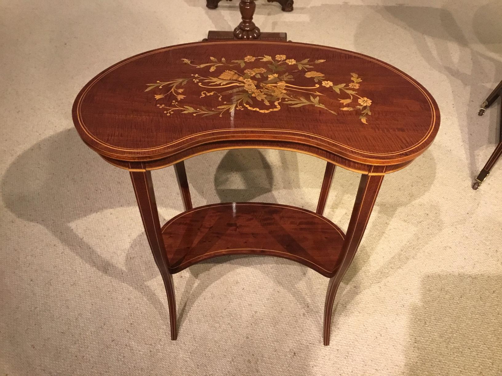 Mahogany Inlaid Edwardian Period Kidney Shaped Occasional Table For Sale 6